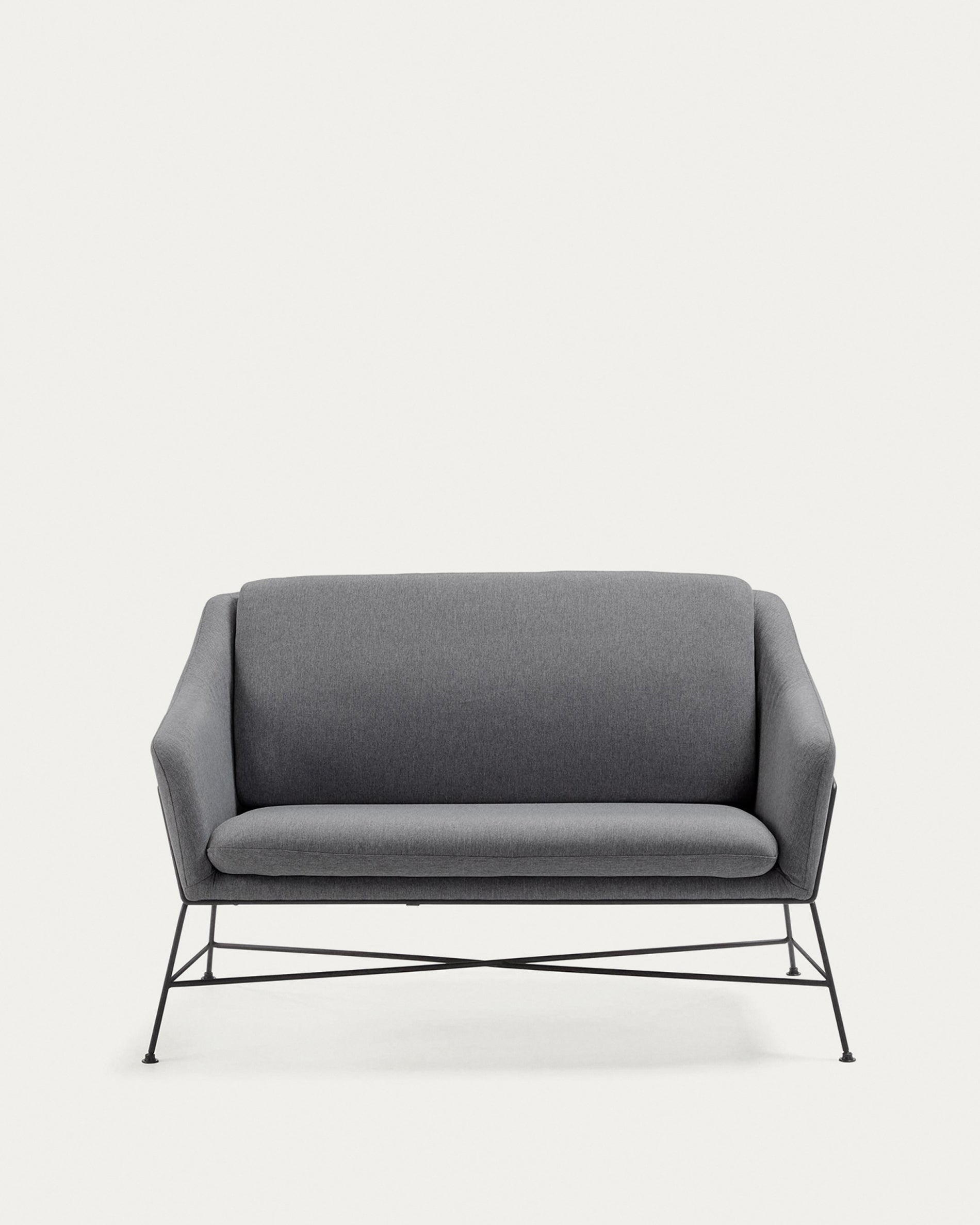 Brida 2 seater sofa in dark grey, 128 cm - Product View