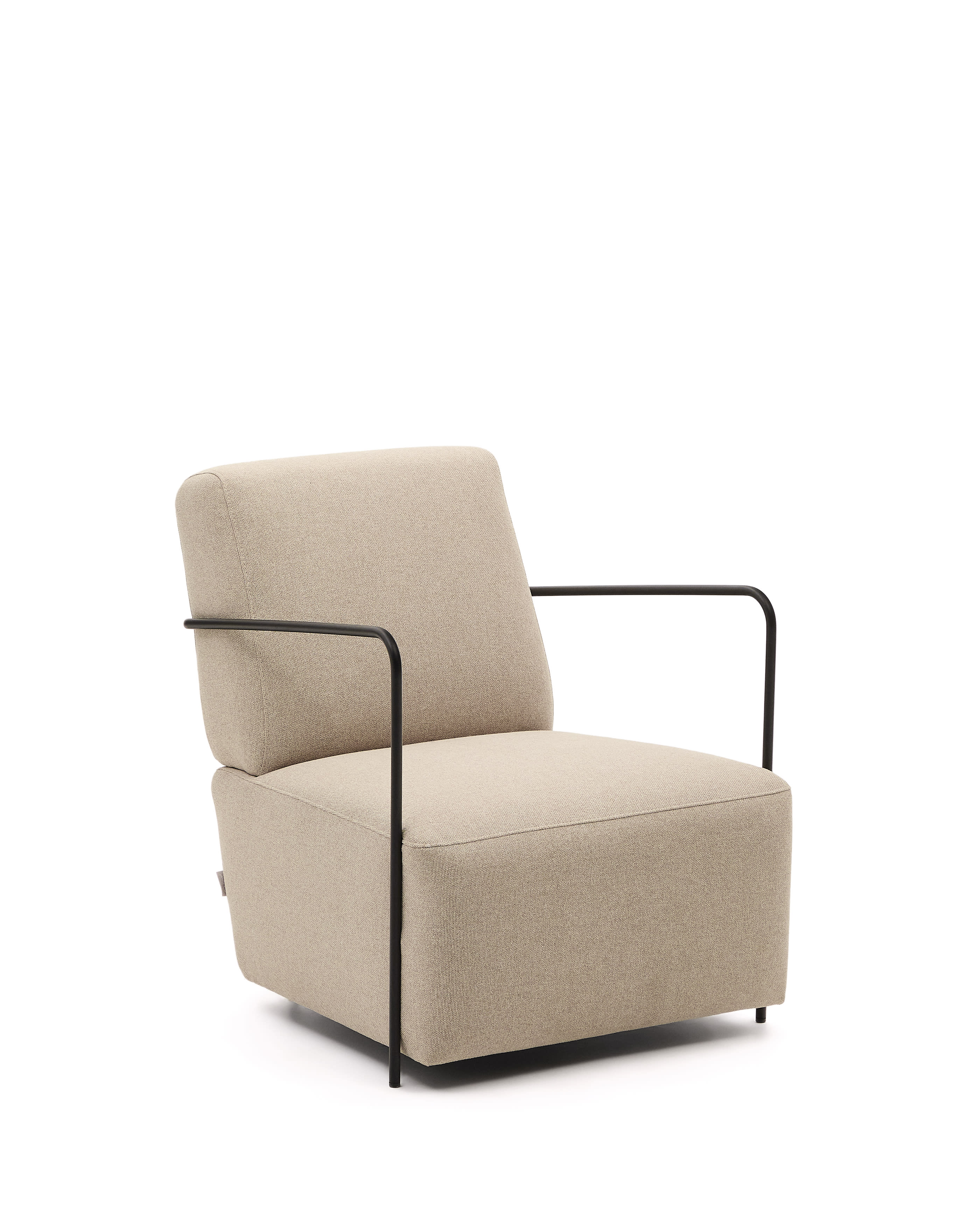 Gamer beige armchair metal with matte black painted coating