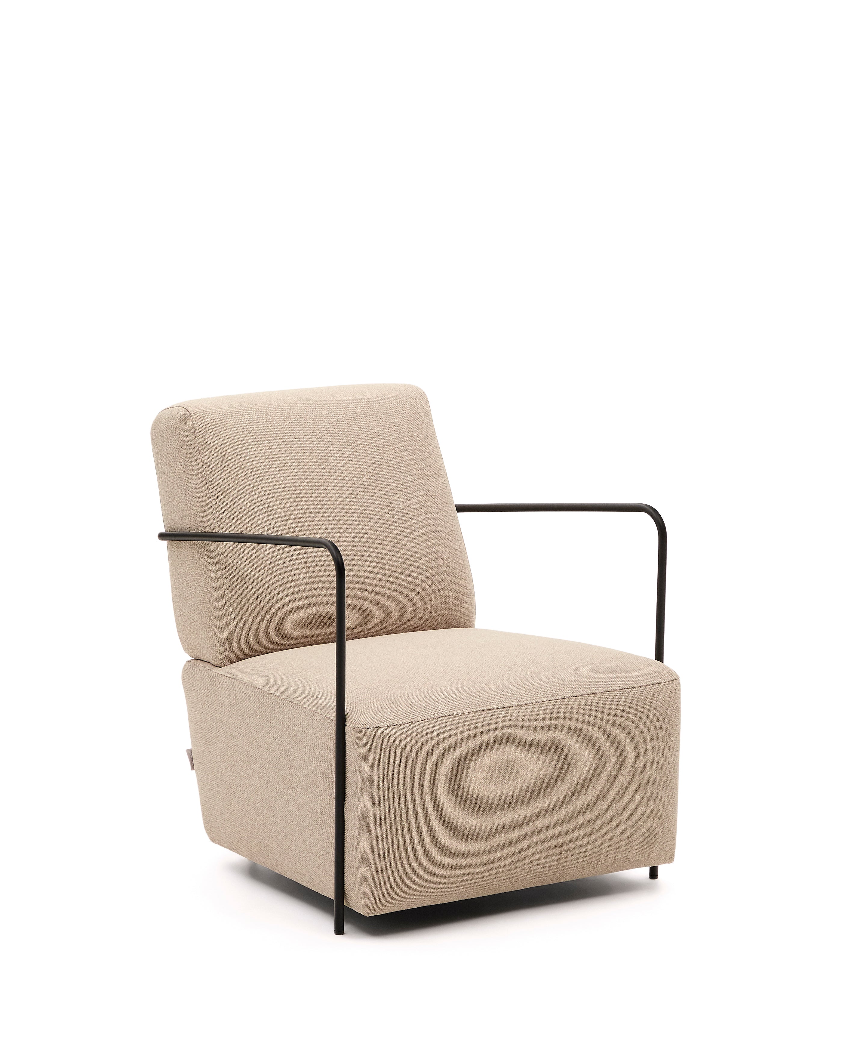 Gamer beige armchair with metal in a matte black painted finish - Product Image