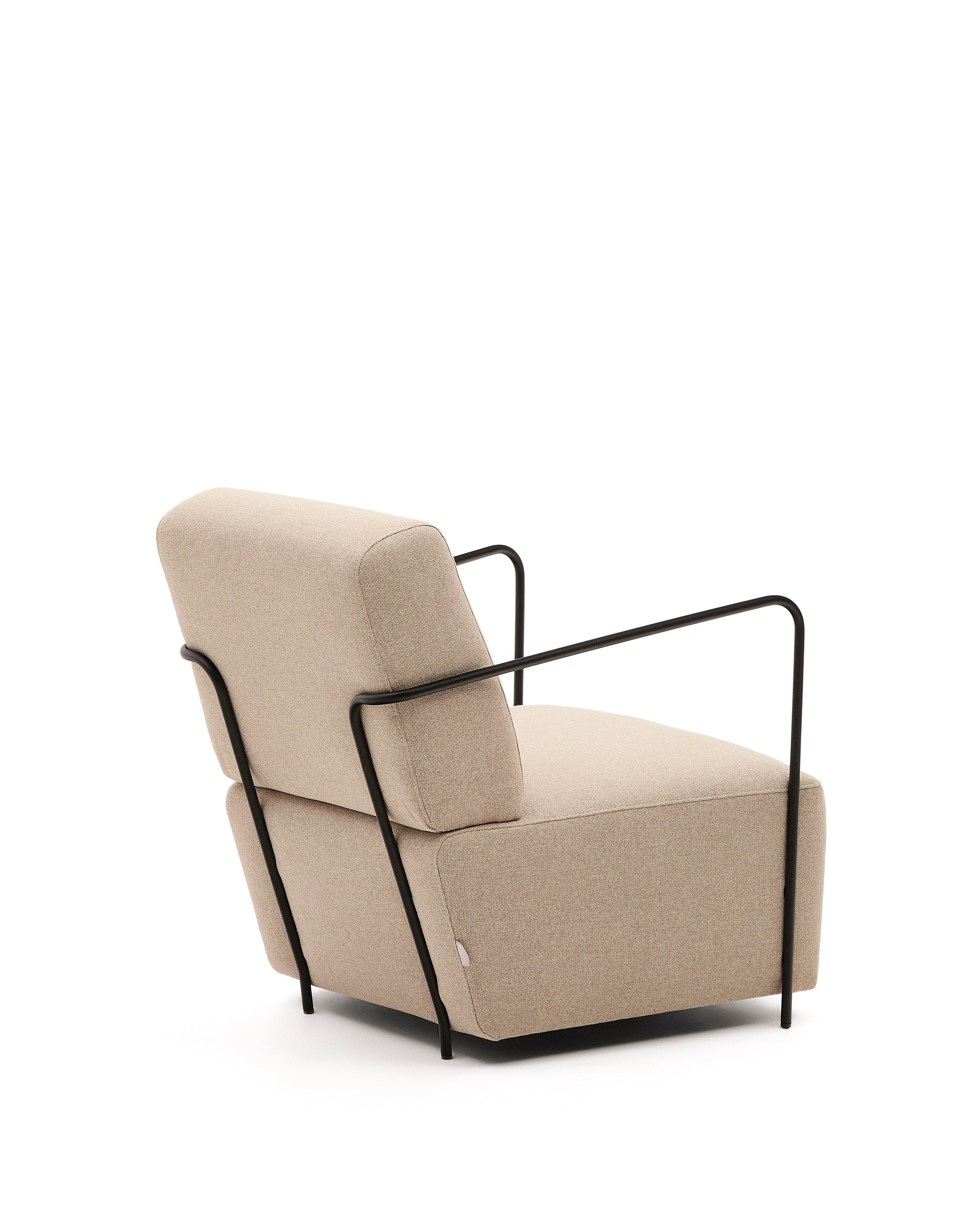 Gamer beige armchair with metal in a matte black painted finish - Product Image