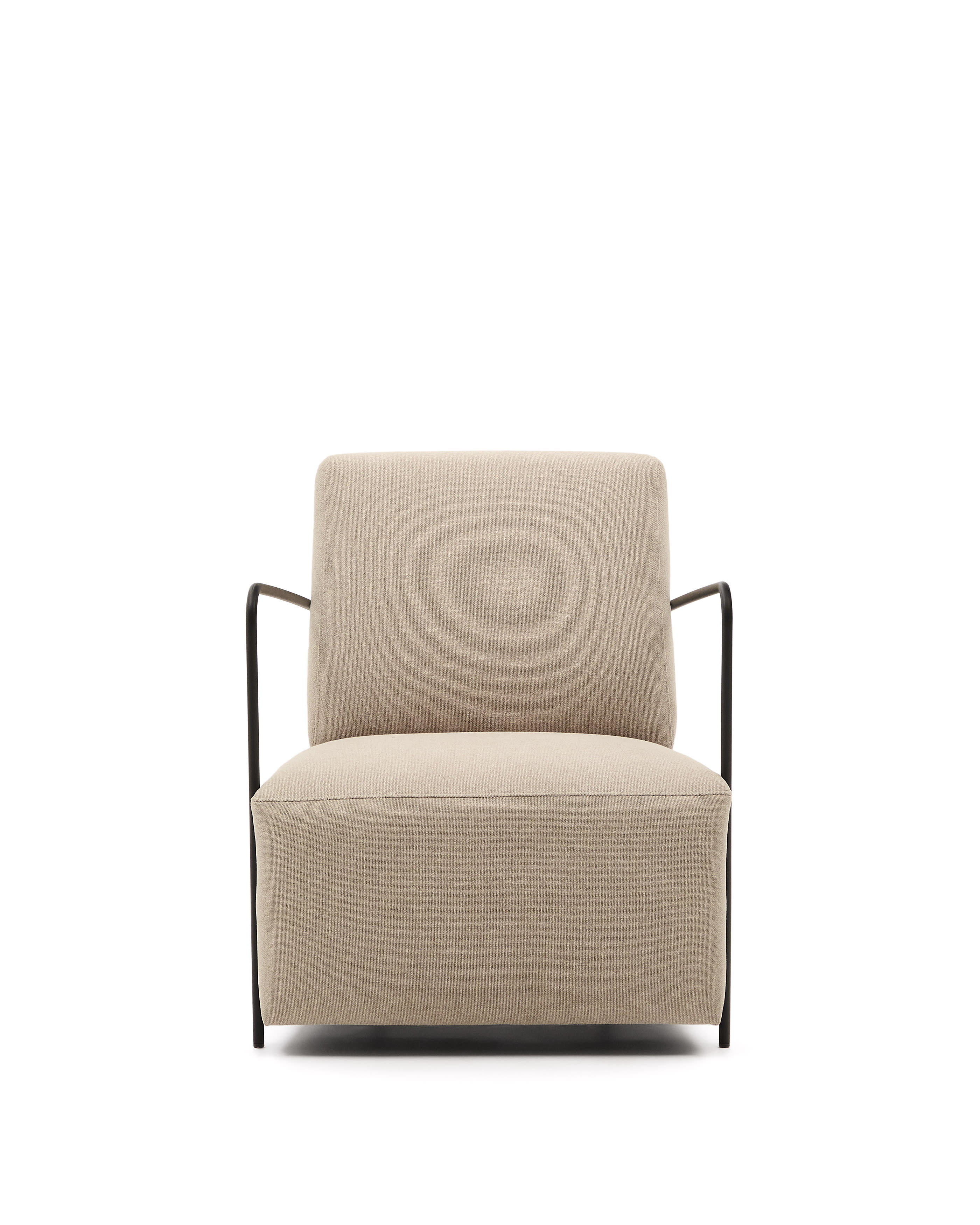 Gamer beige armchair metal with matte black painted coating