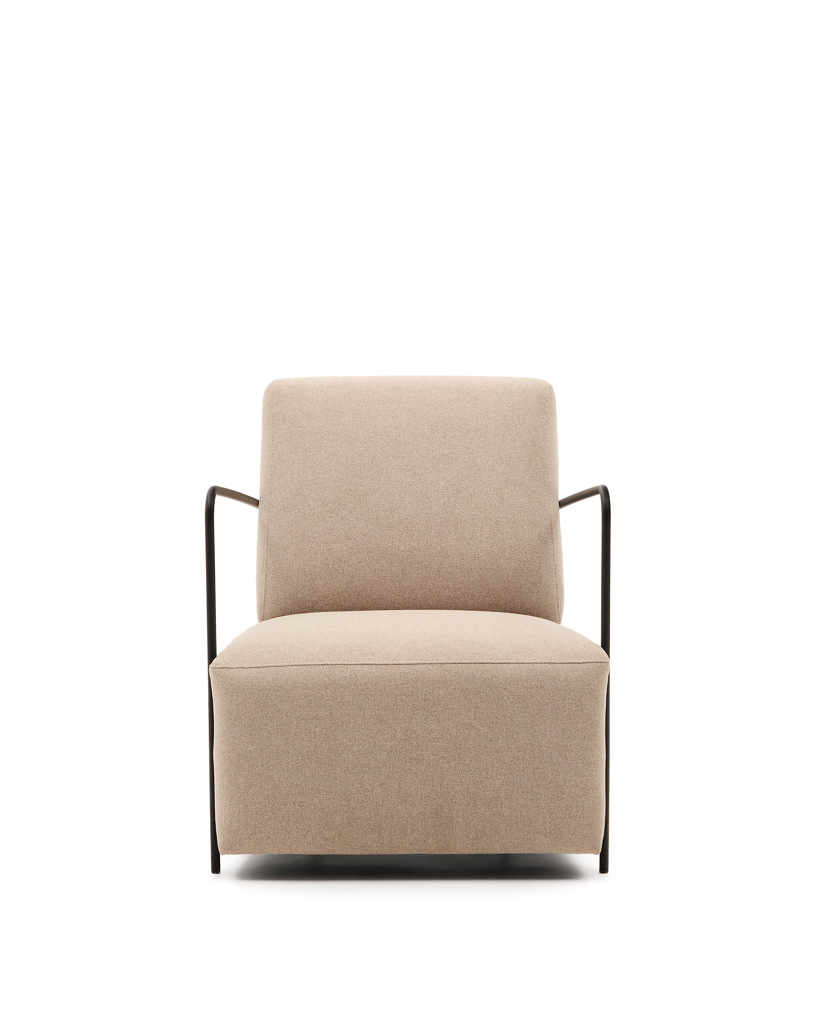 Gamer beige armchair with metal in a matte black painted finish - Product Image
