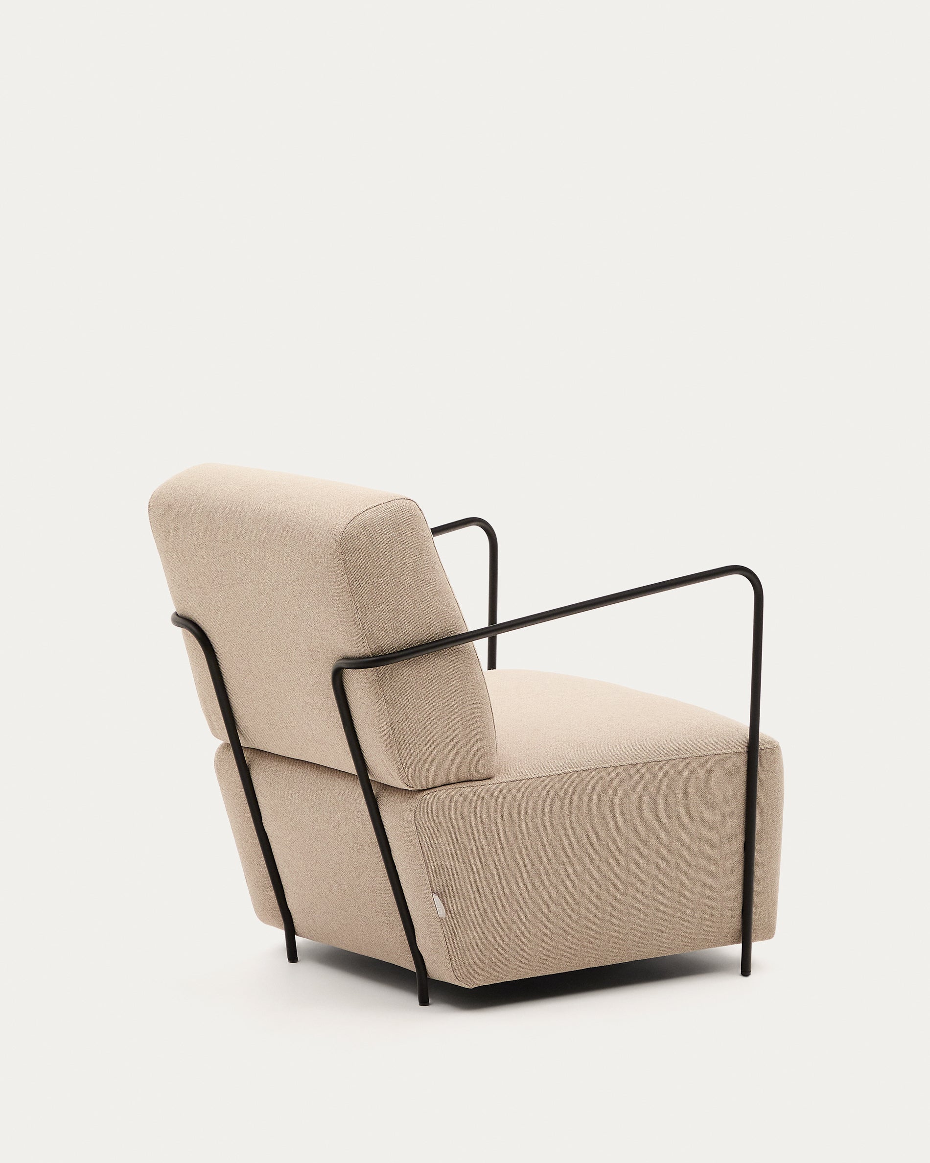 Gamer beige armchair with metal in a matte black painted finish - Product View