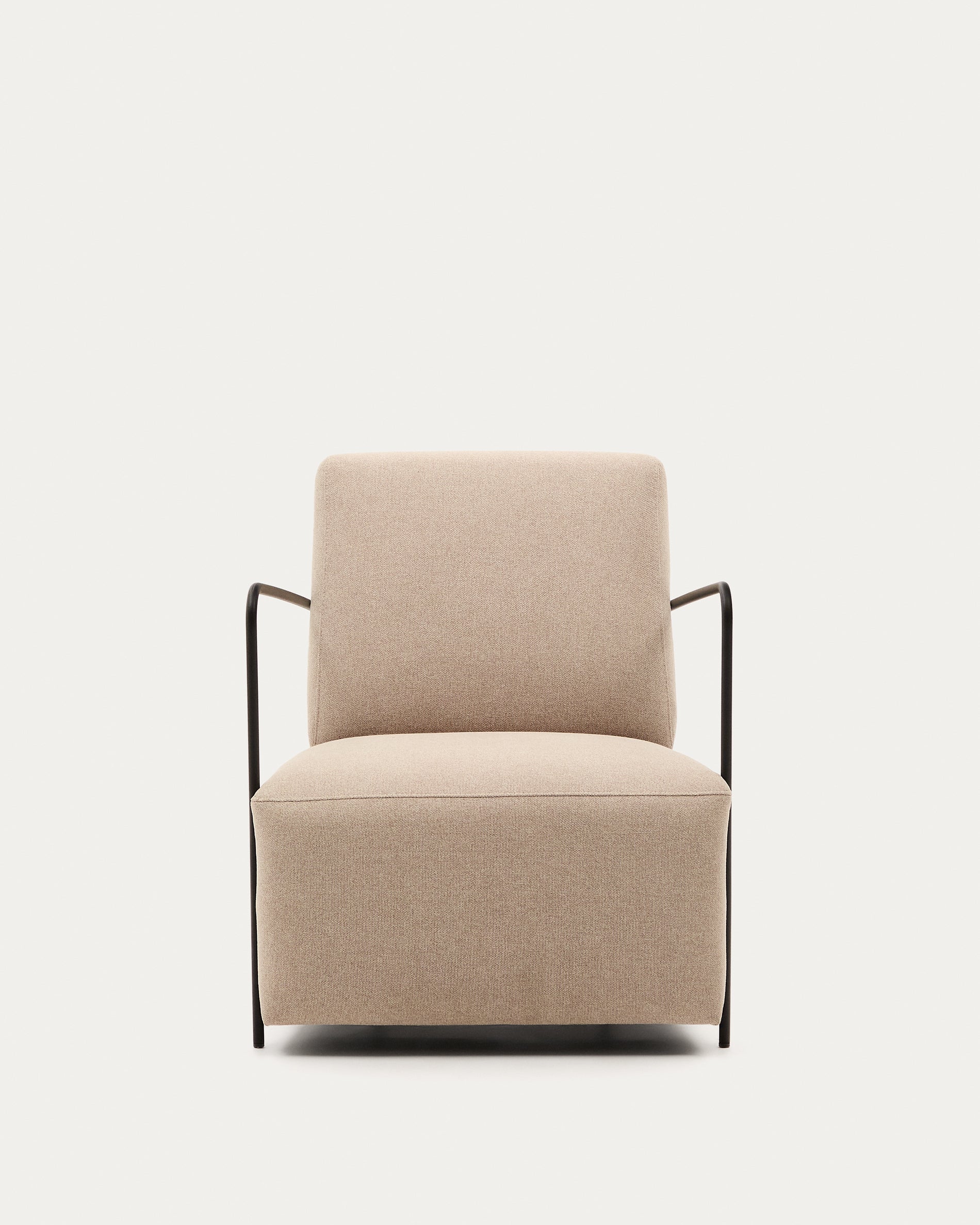 Gamer beige armchair with metal in a matte black painted finish - Product View