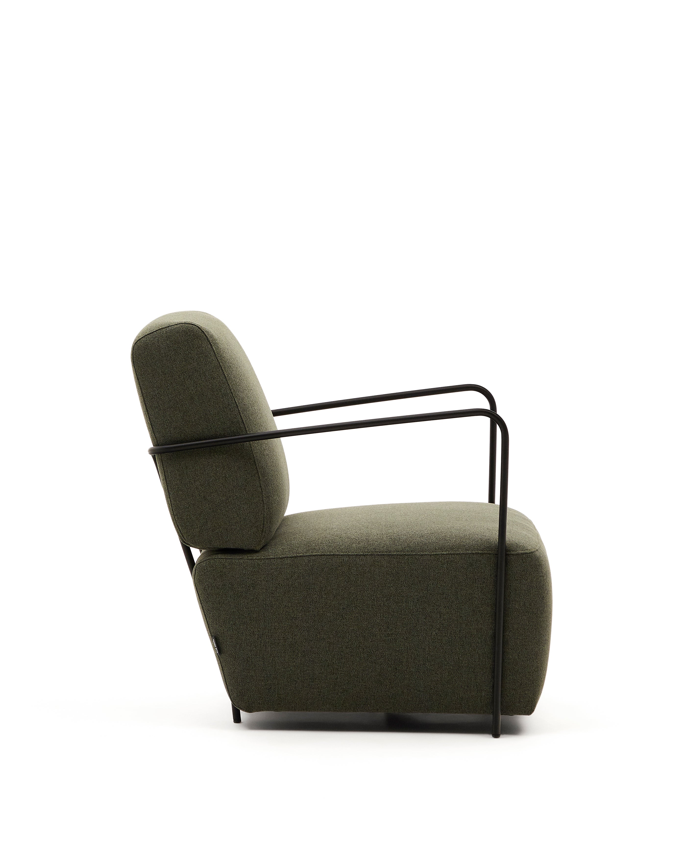 Gamer green armchair with metal in a black matte painted finish - Product Image
