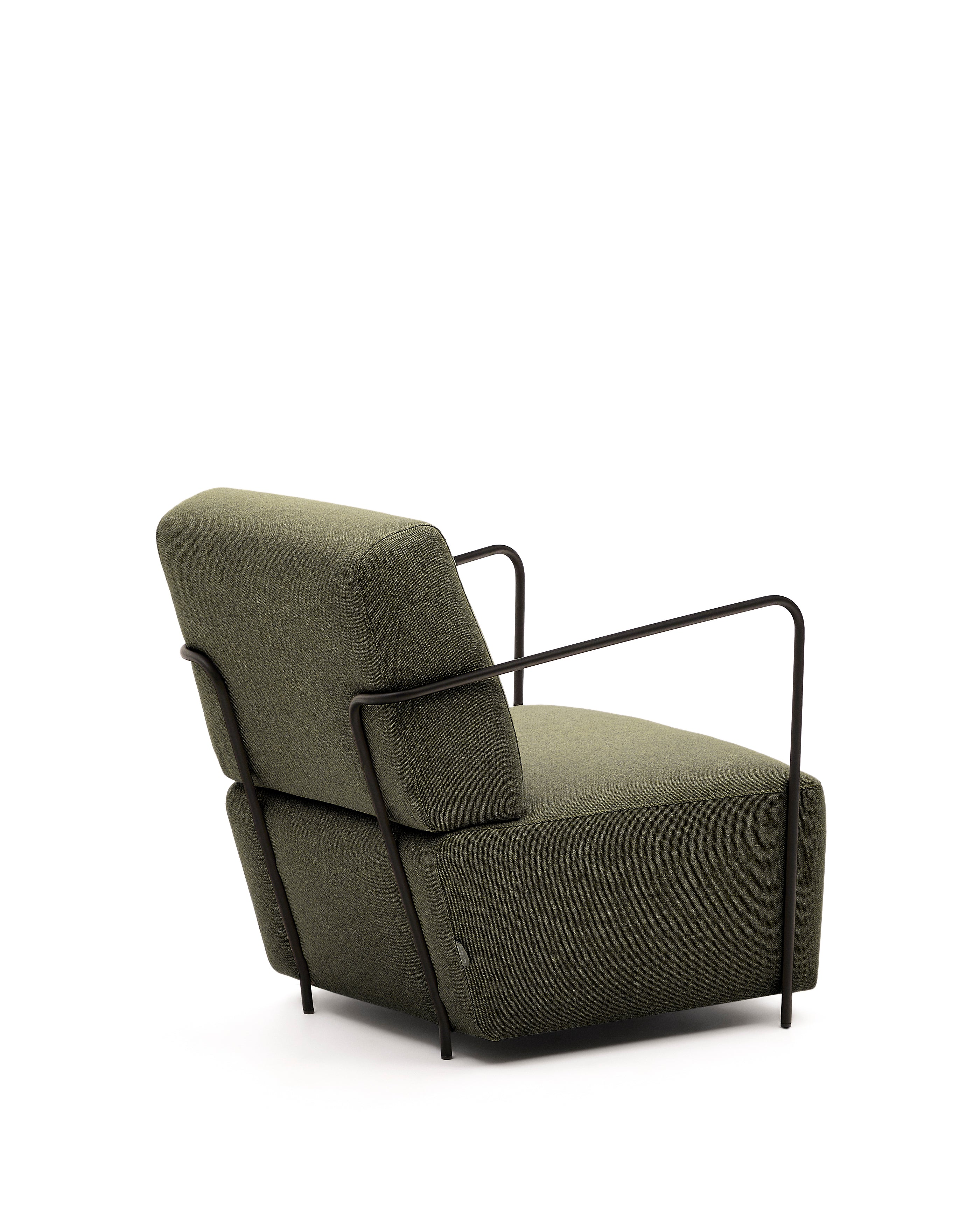 Gamer green armchair with metal in a black matte painted finish - Product Image