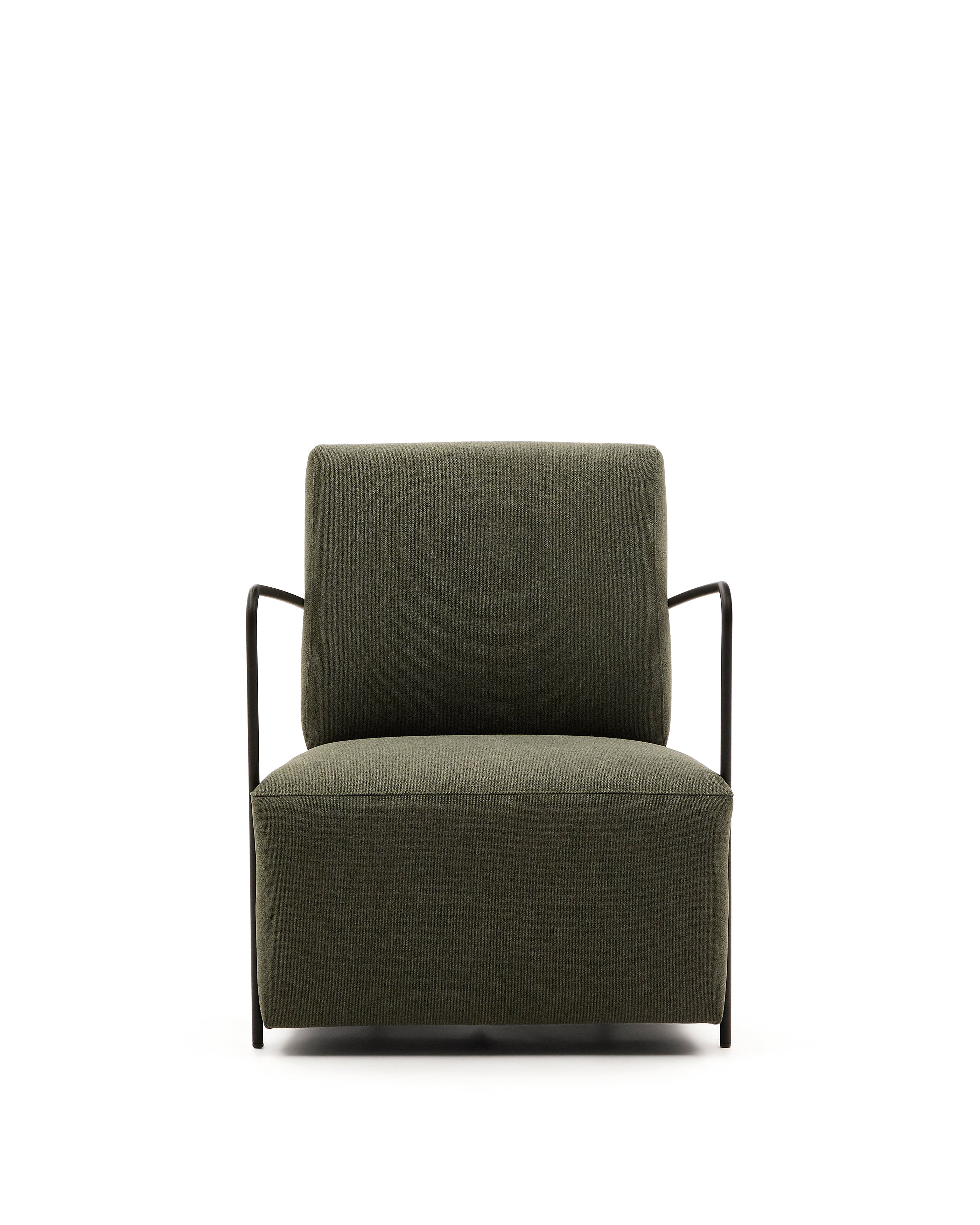 Gamer green armchair with metal in a black matte painted finish - Product Image