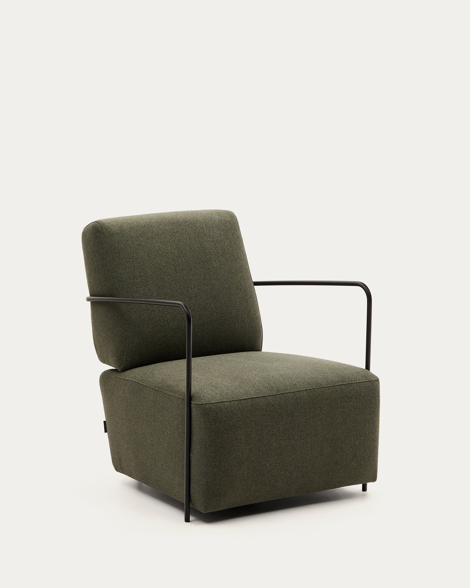 Gamer green armchair with metal in a black matte painted finish - Product View