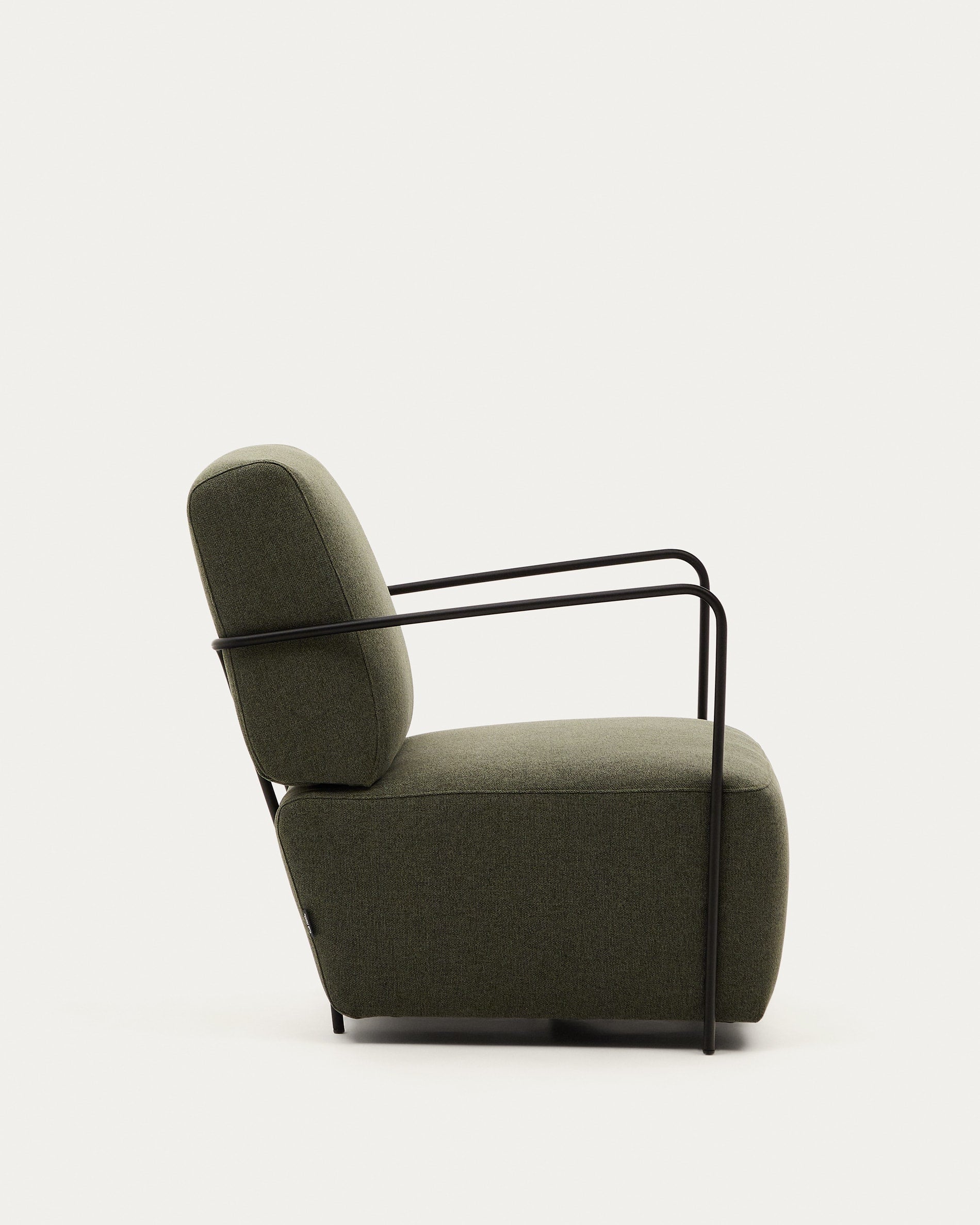 Gamer green armchair with metal structure, black matte painted finish