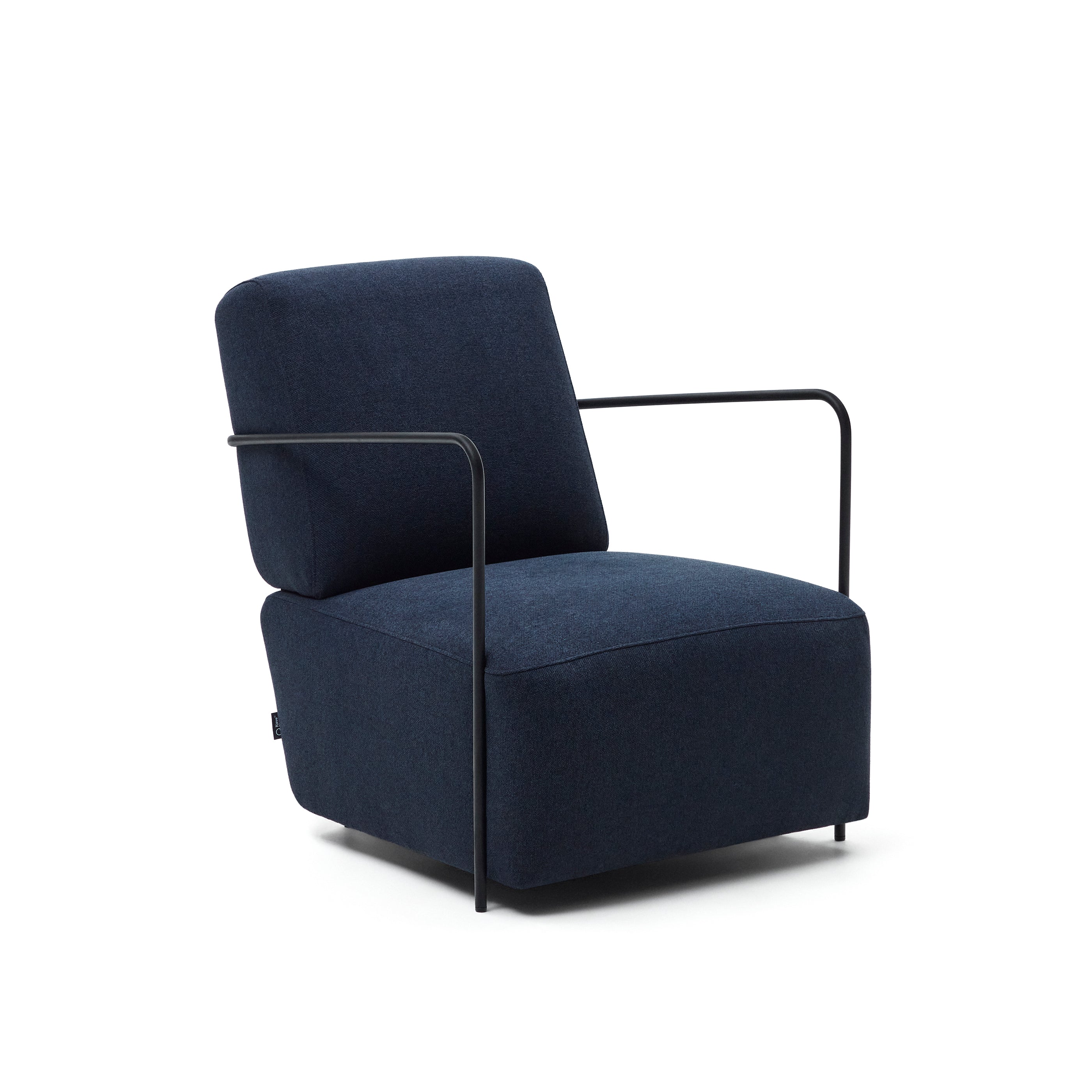 Gamer armchair in blue and metal with black finish - Product Image