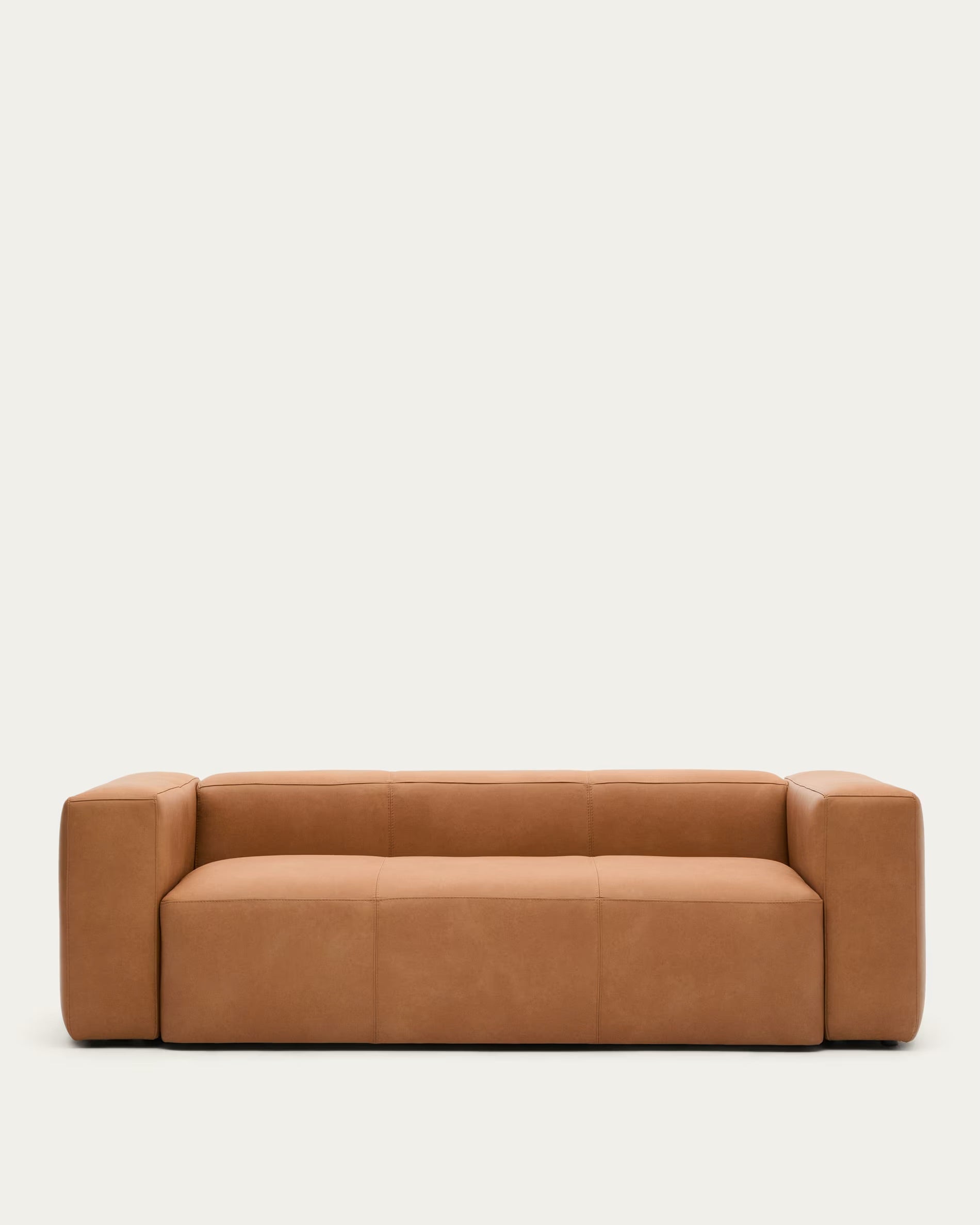 Blok brown leather 3-person sofa 240 cm