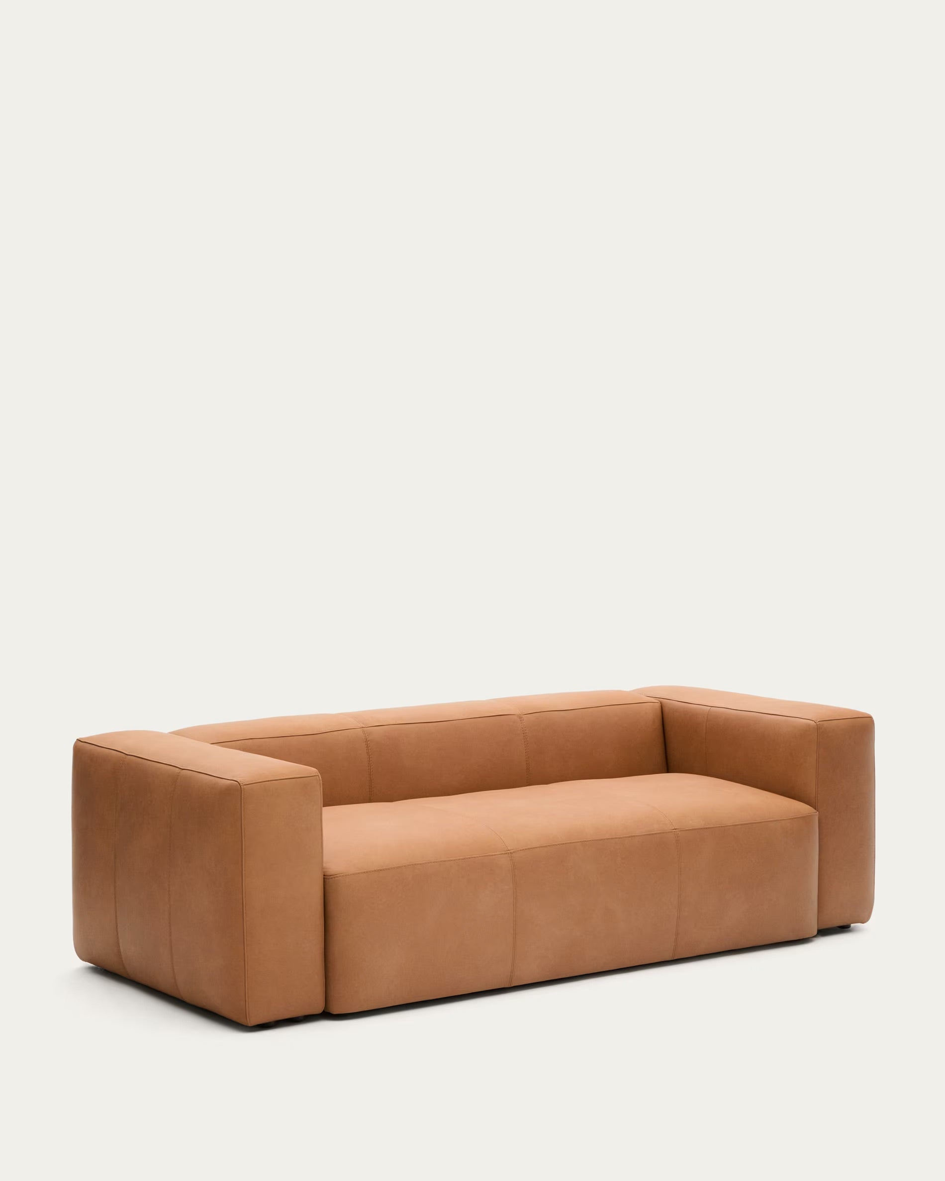 Blok brown leather 3-person sofa 240 cm