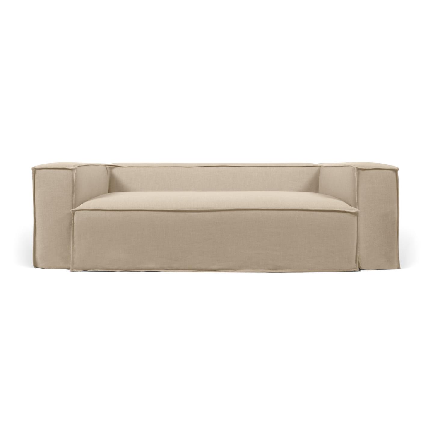 Blok three-seater sofa with removable beige canvas cover, 240 cm