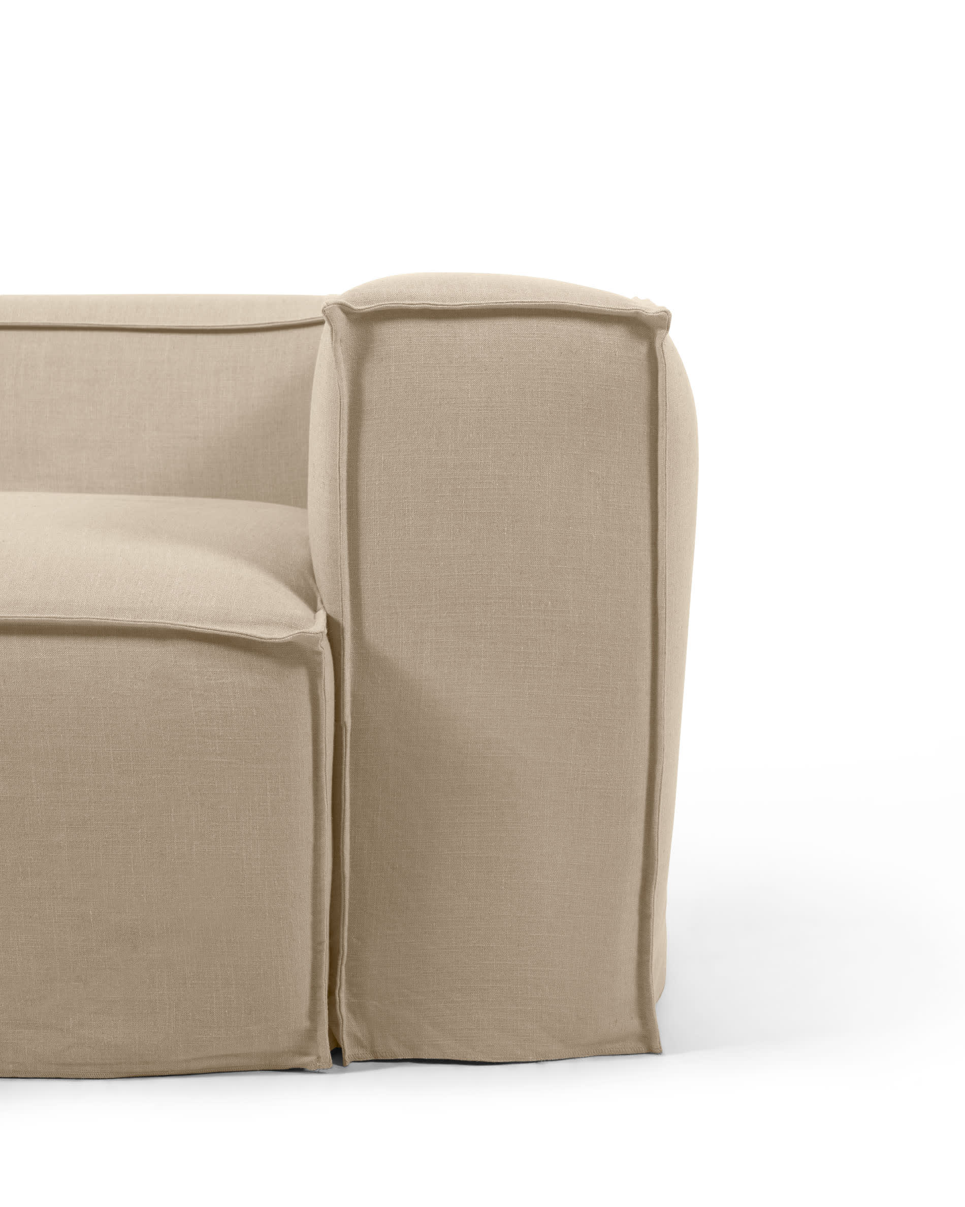 Blok three-seater sofa with removable beige canvas cover, 240 cm