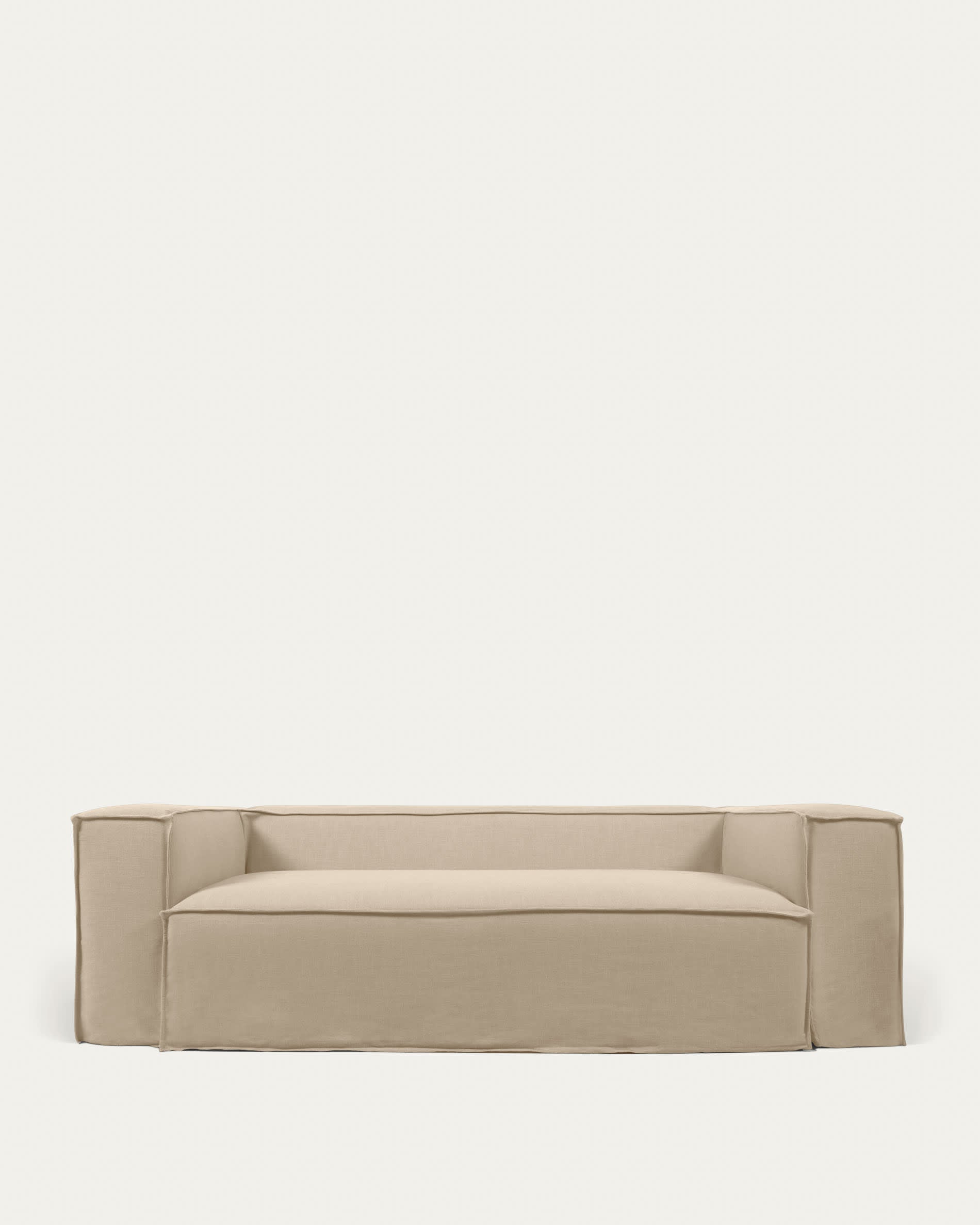 Blok three-seater sofa with removable beige canvas cover, 240 cm