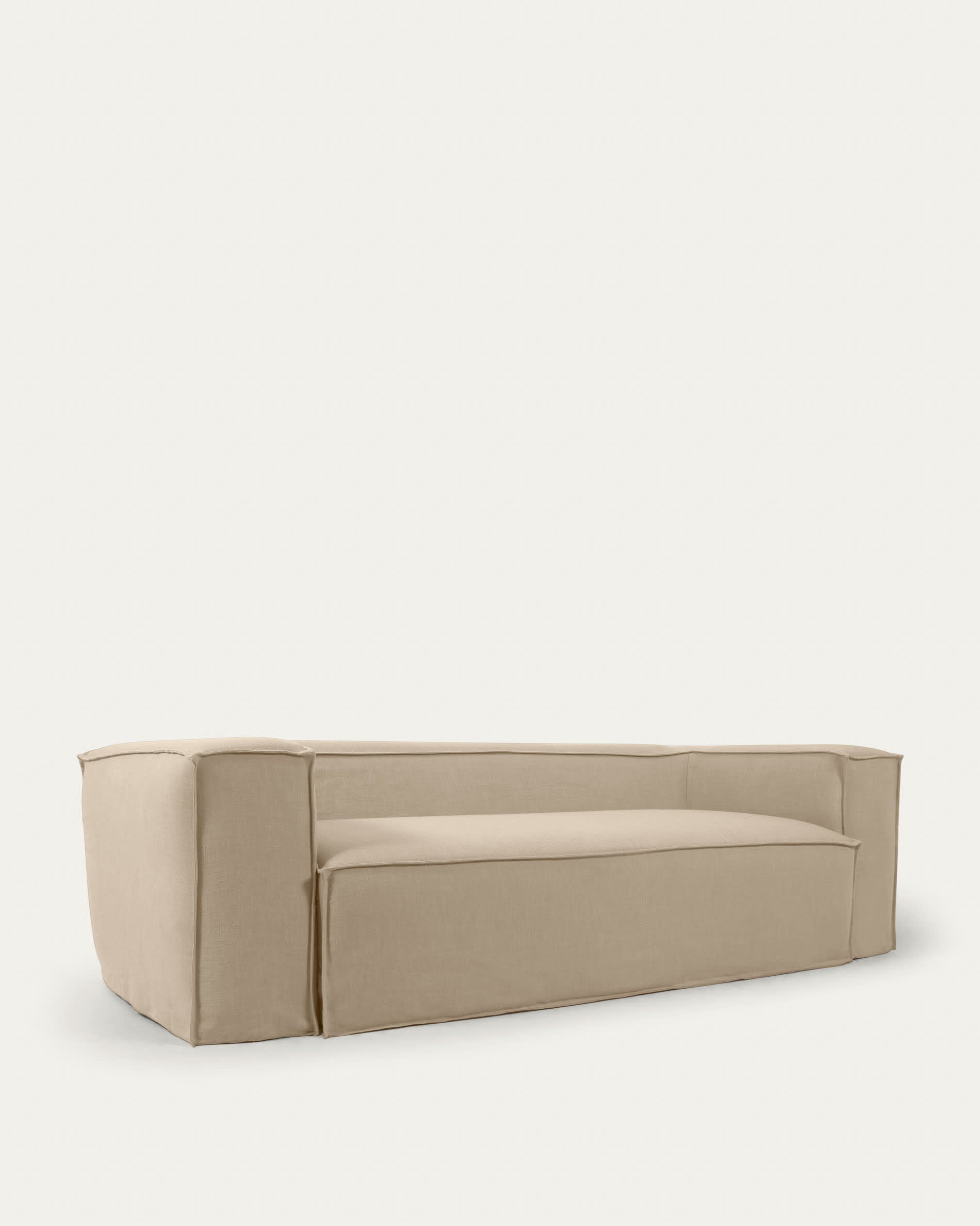 Blok three-seater sofa with removable beige canvas cover, 240 cm