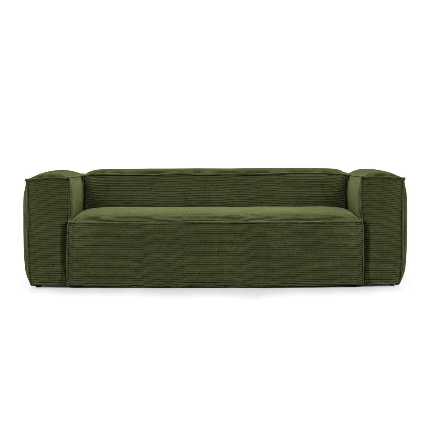 Blok 2-seater sofa in green thick corduroy 210cm FSC Mix Credit - Product Image