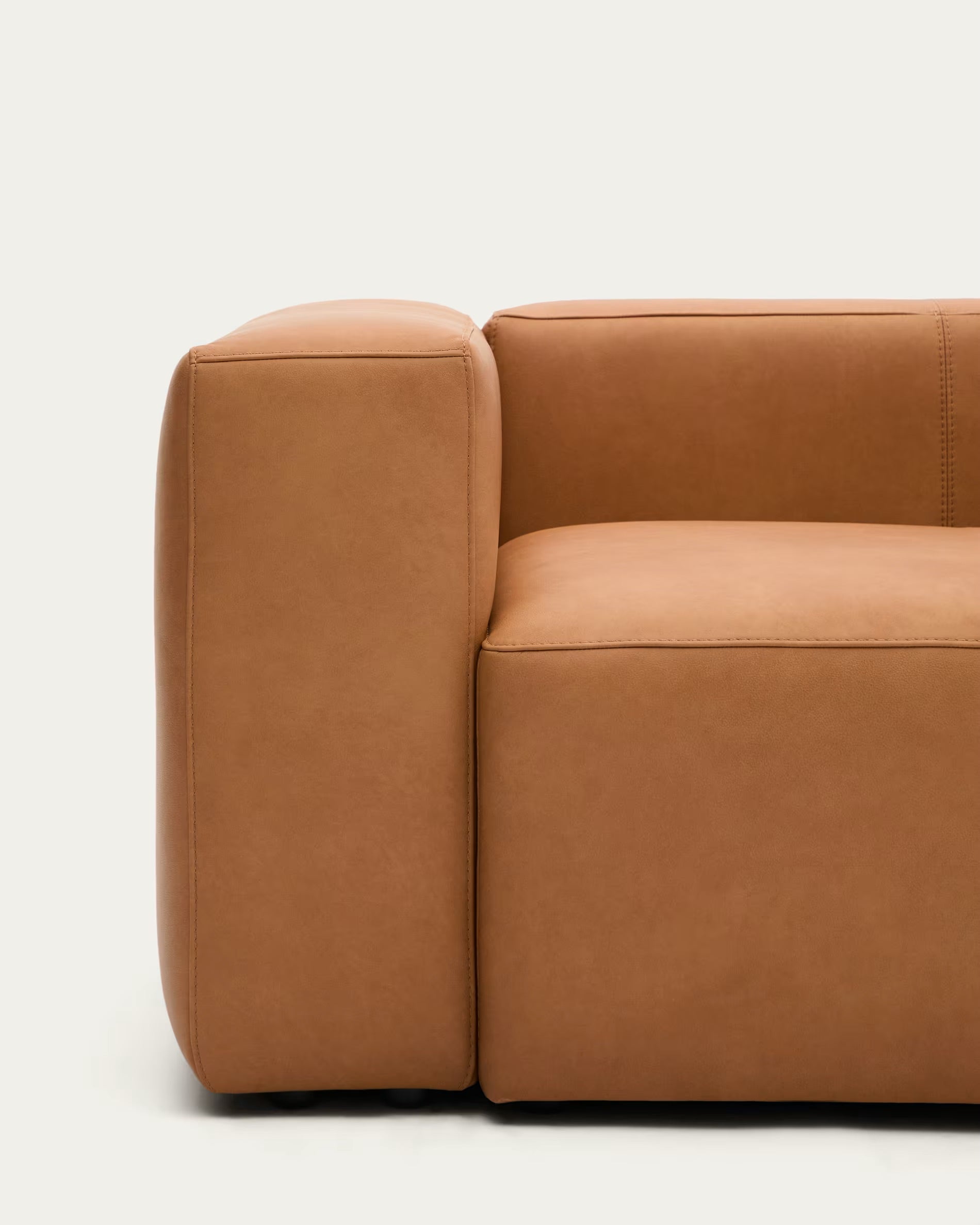 Blok brown leather sofa for 2 people, 210 cm.