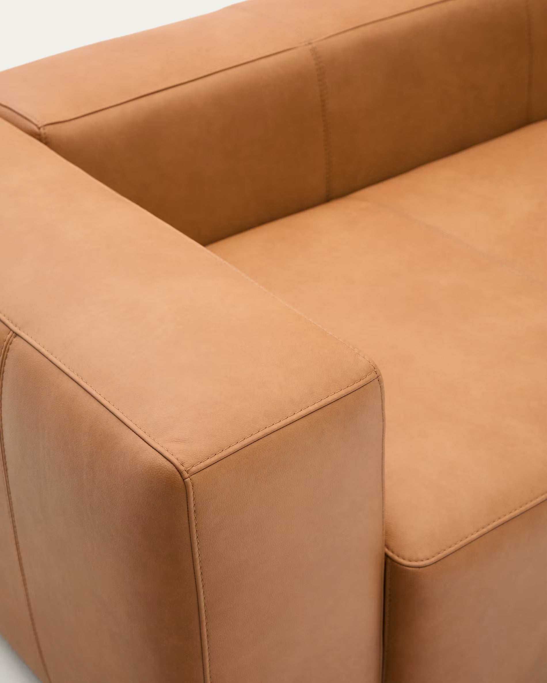 Blok brown leather sofa for 2 people, 210 cm.