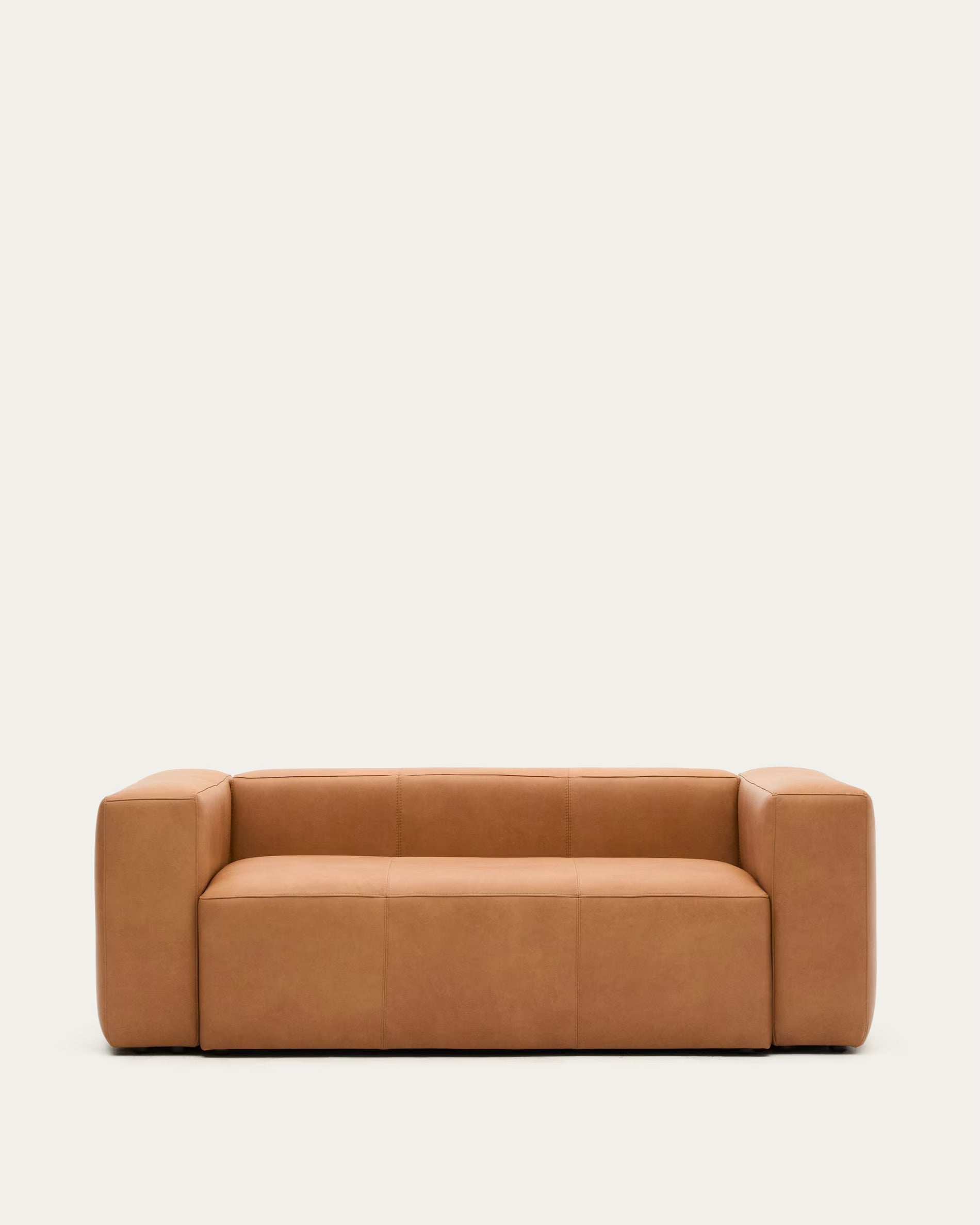 Blok brown leather sofa for 2 people, 210 cm.