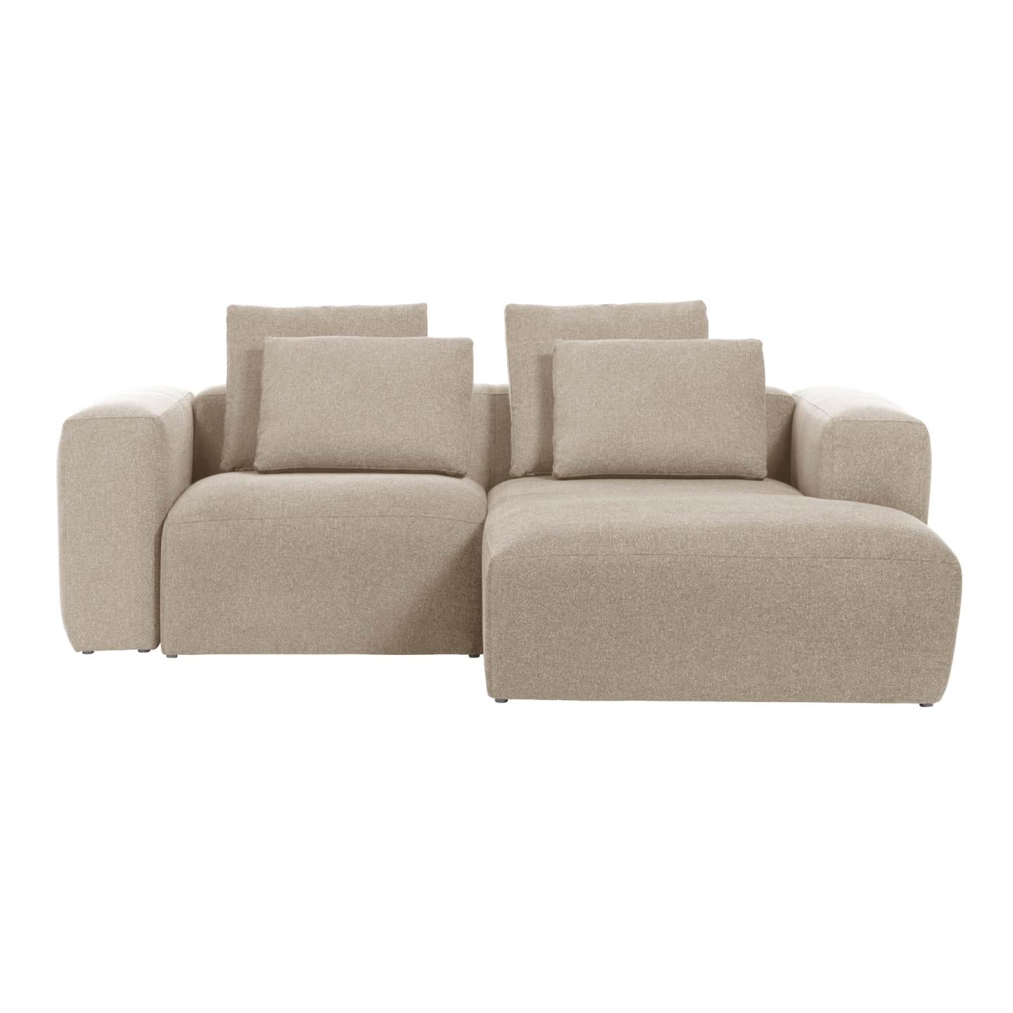 Blok 2-seater beige chenille right chaise longue sofa 240cm FSC Mix Credit - Product Image
