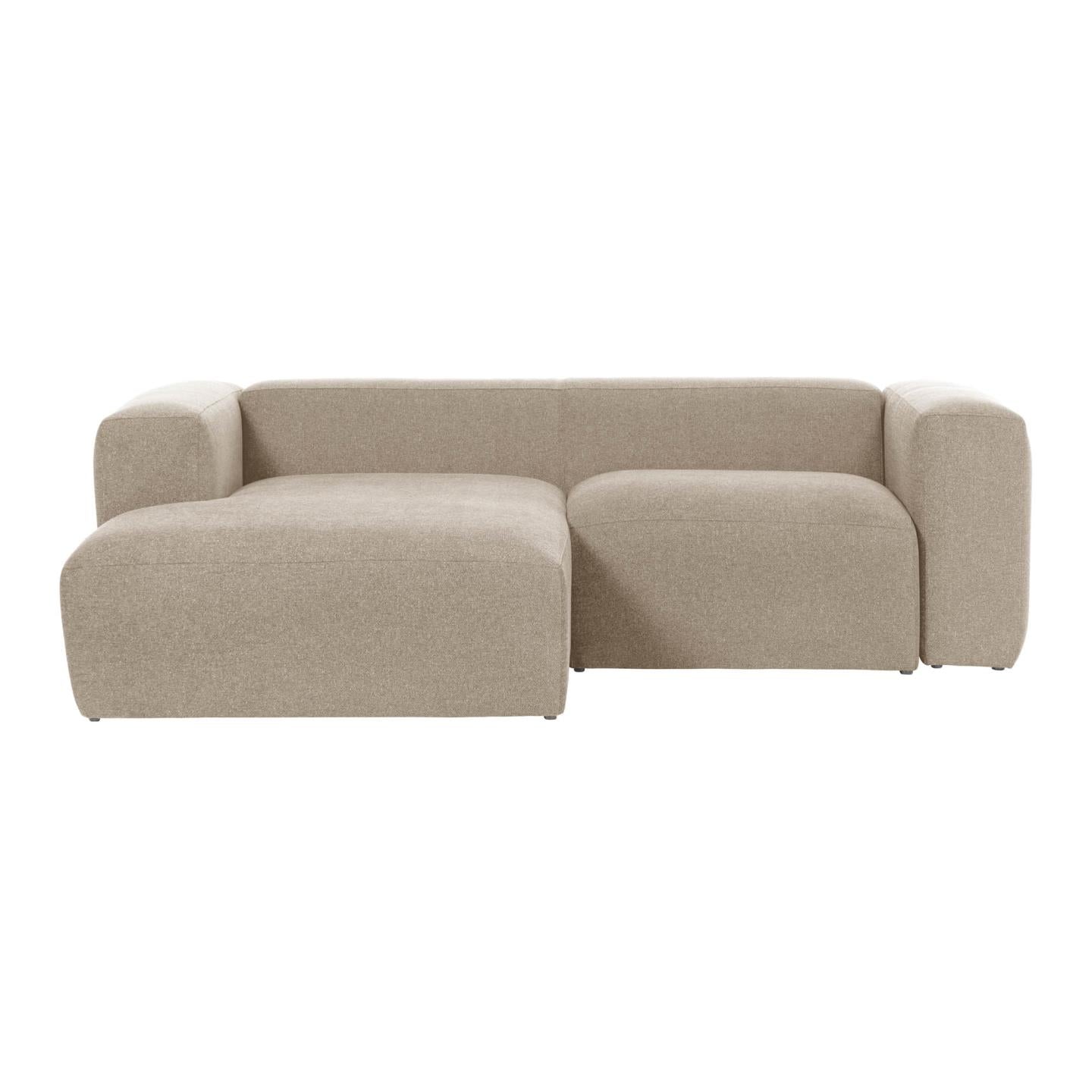 Blok 2-seater beige chenille left chaise longue sofa 240cm FSC Mix Credit - Product Image