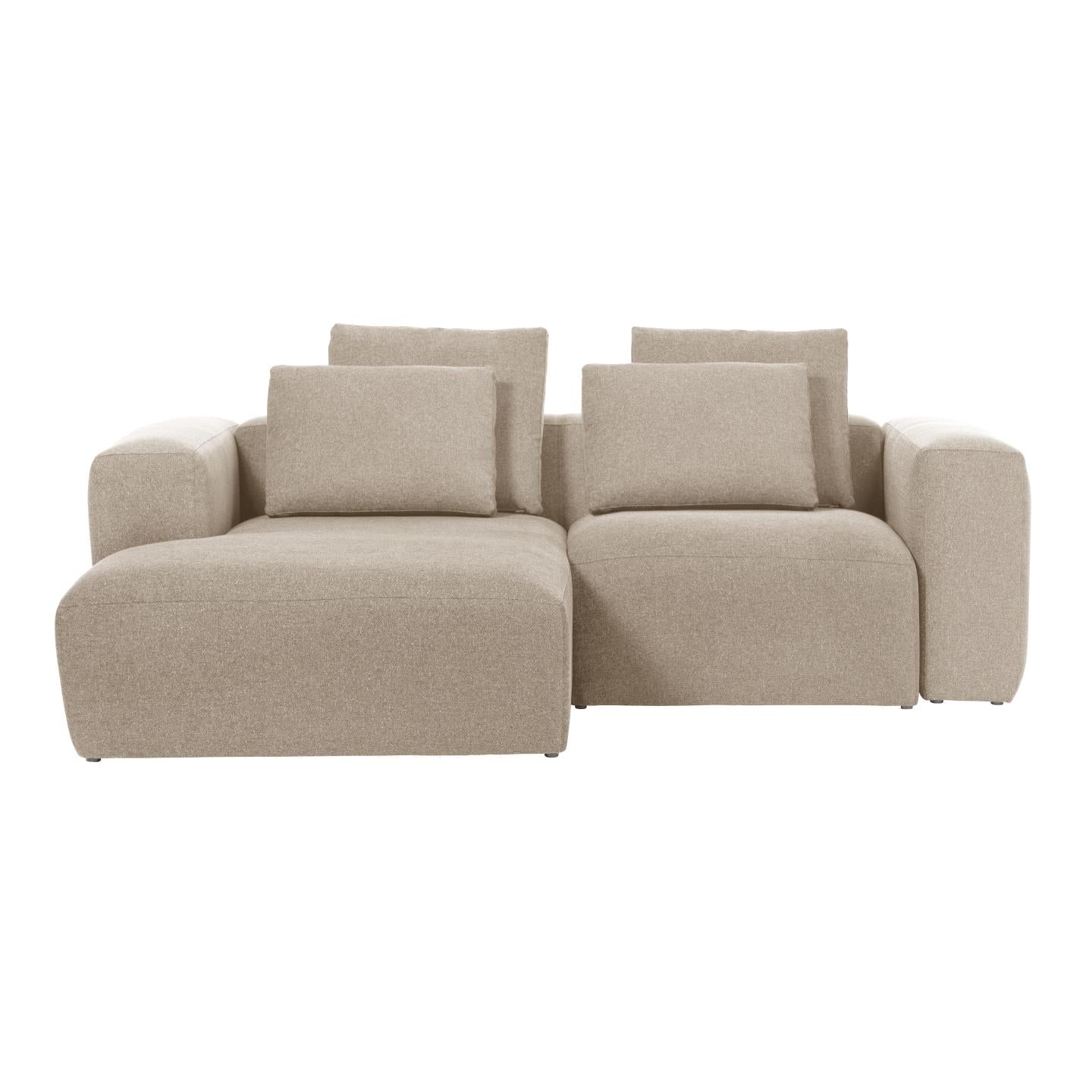 Blok 2-seater beige chenille left chaise longue sofa 240cm FSC Mix Credit - Product Image