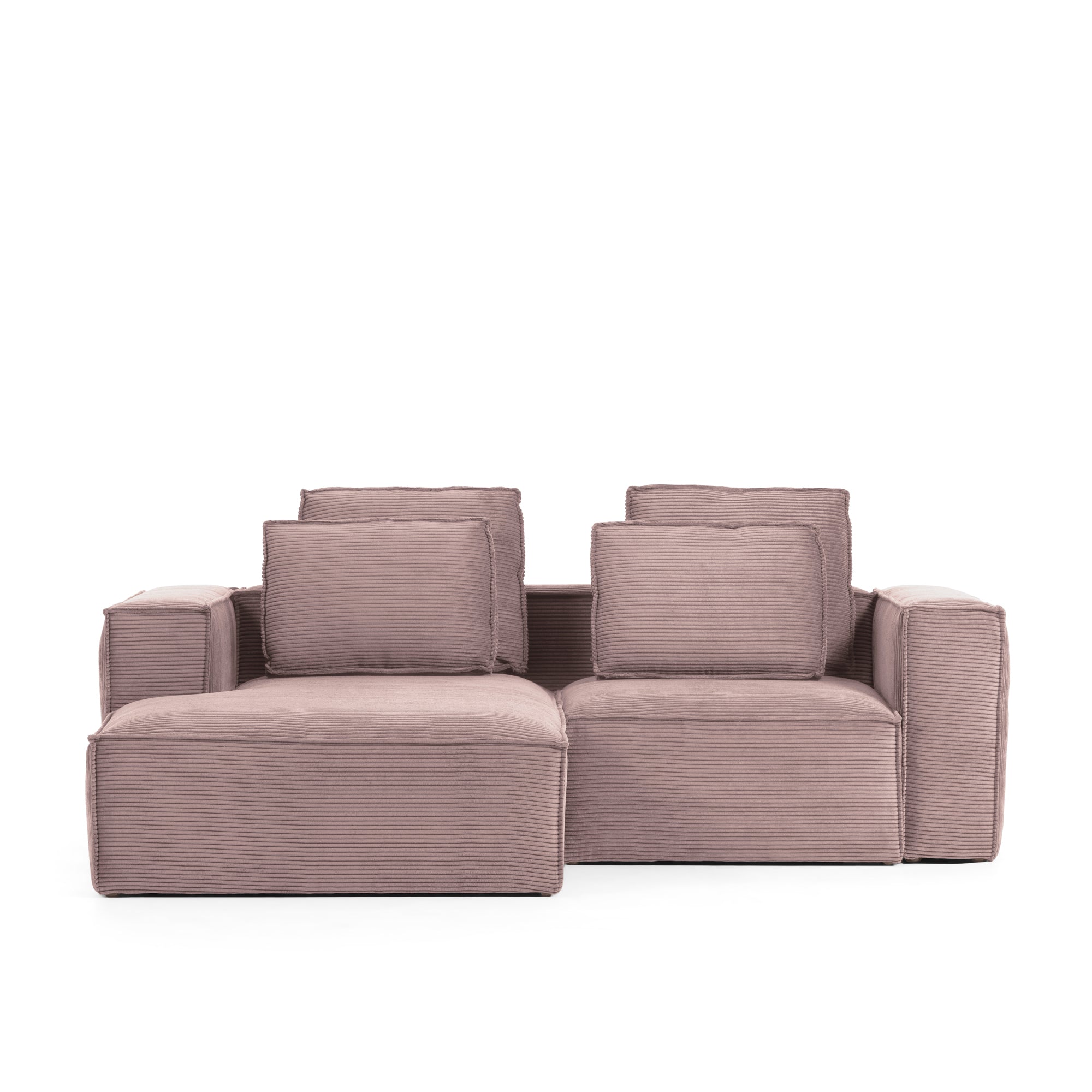 Blok 2-seater left chaise longue sofa in pink thick corduroy 240cm FSC Mix Credit - Product Image