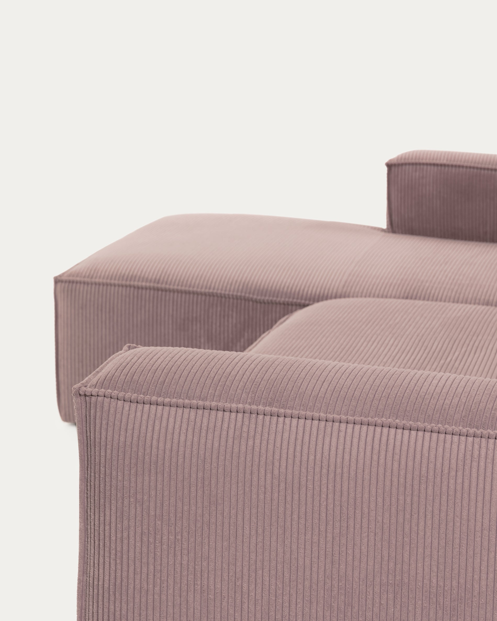 Blok 2-seater left chaise longue sofa in pink thick corduroy 240cm FSC Mix Credit - Detail