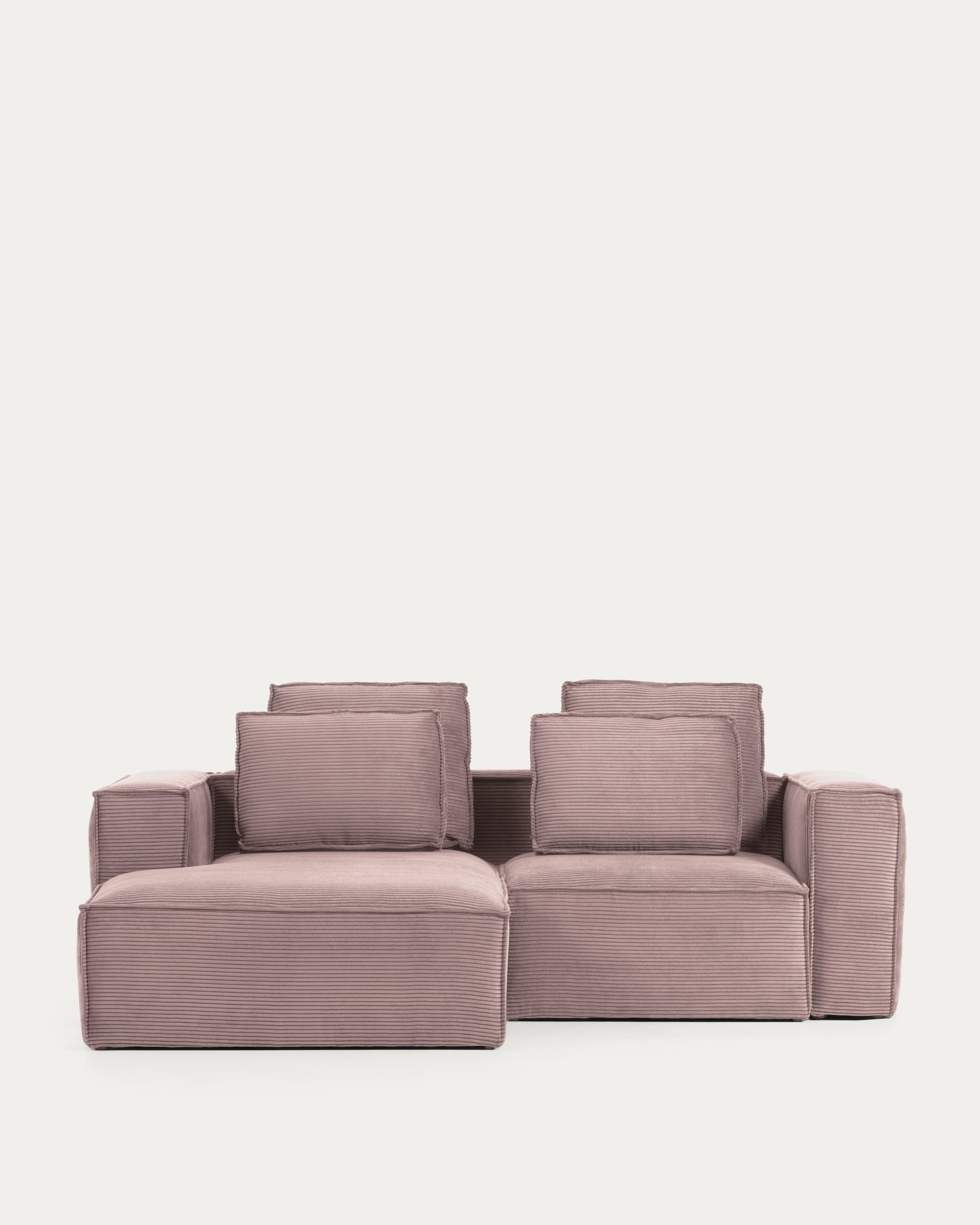 Blok 2-seater left chaise longue sofa in pink thick corduroy 240cm FSC Mix Credit - Product View