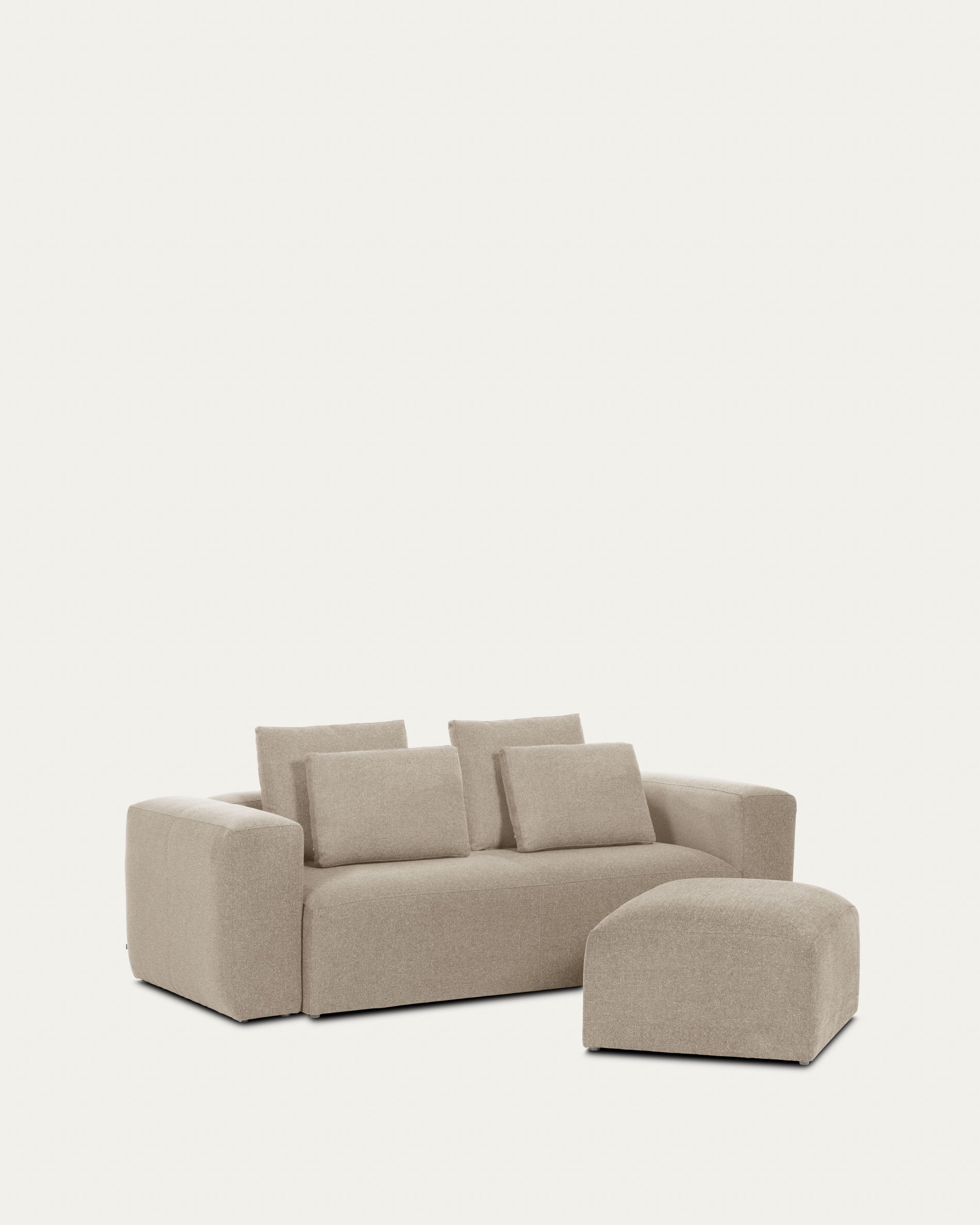 Blok beige chenille footrest 90 x 74cm FSC Mix Credit - Product View