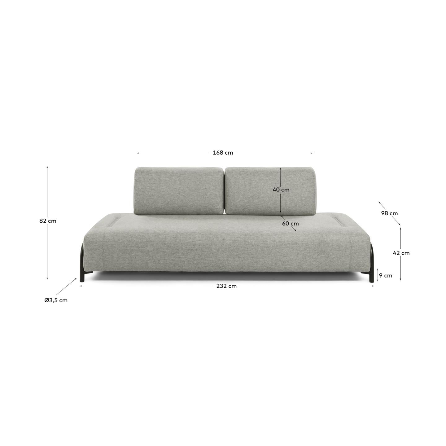 Module 3 seaters Compo in Beige-Grey 232 cm - Measurements
