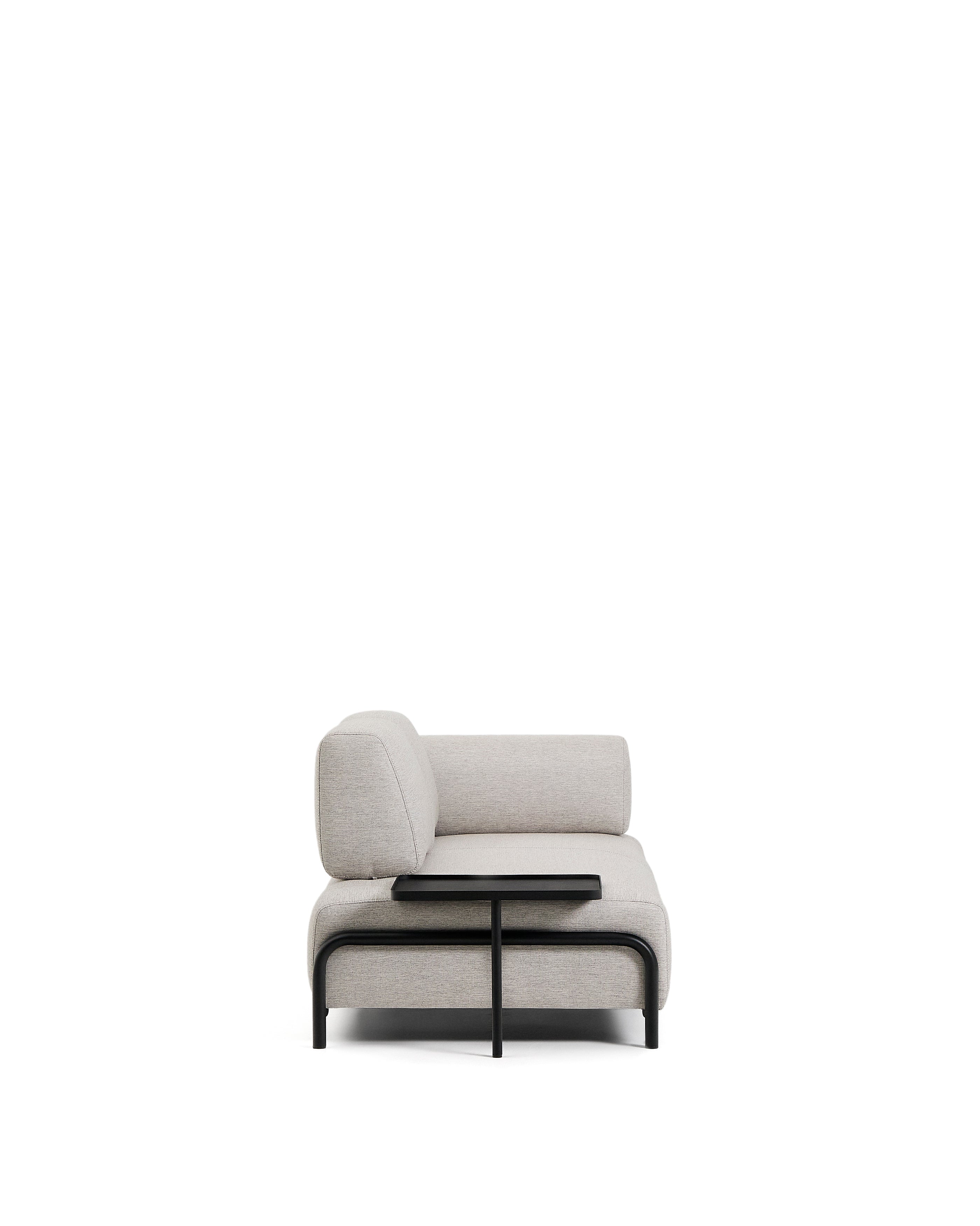 Compo 2-seater greige sofa with large tray table and black metal frame 200 cm FSC Mix Credit - Product Image
