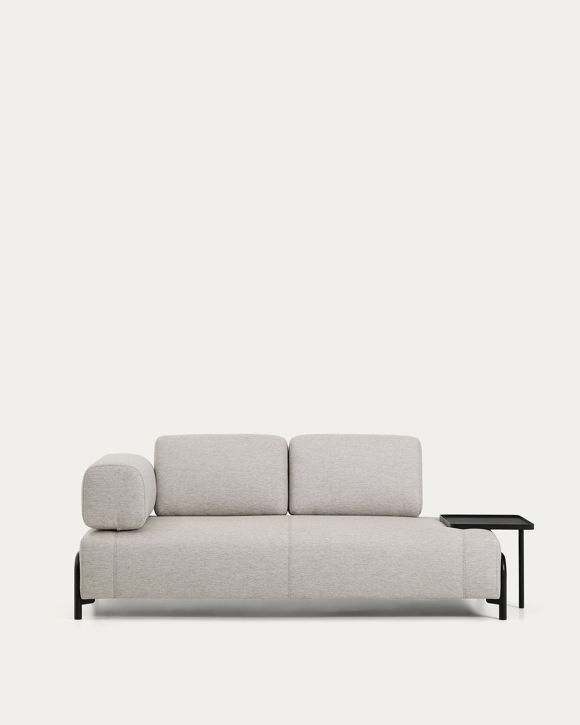 Compo 2-seater greige sofa with large tray table and black metal frame 200 cm FSC Mix Credit - Product View