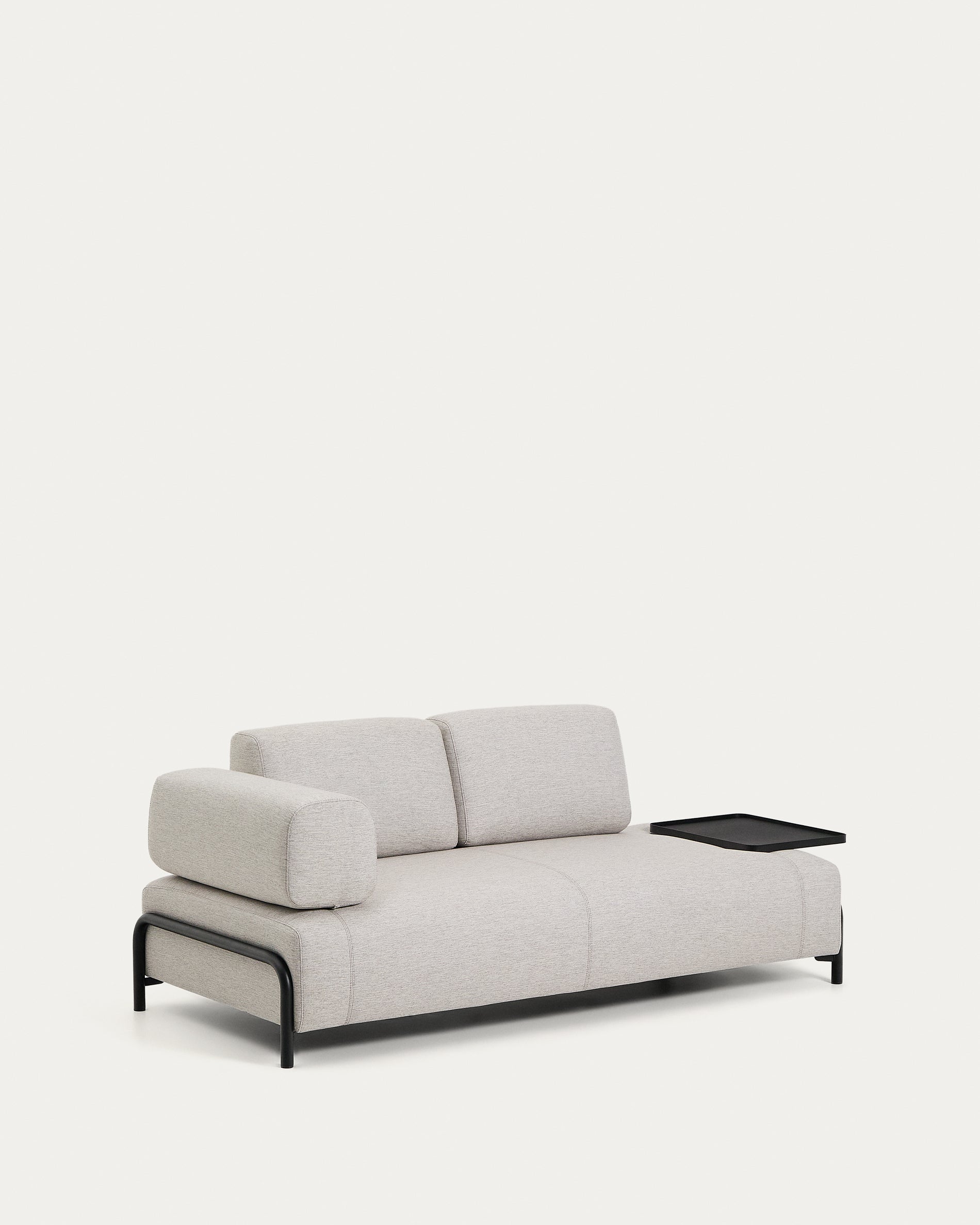 Compo 2-seater greige sofa with large tray table and black metal frame 200 cm FSC Mix Credit - Product View