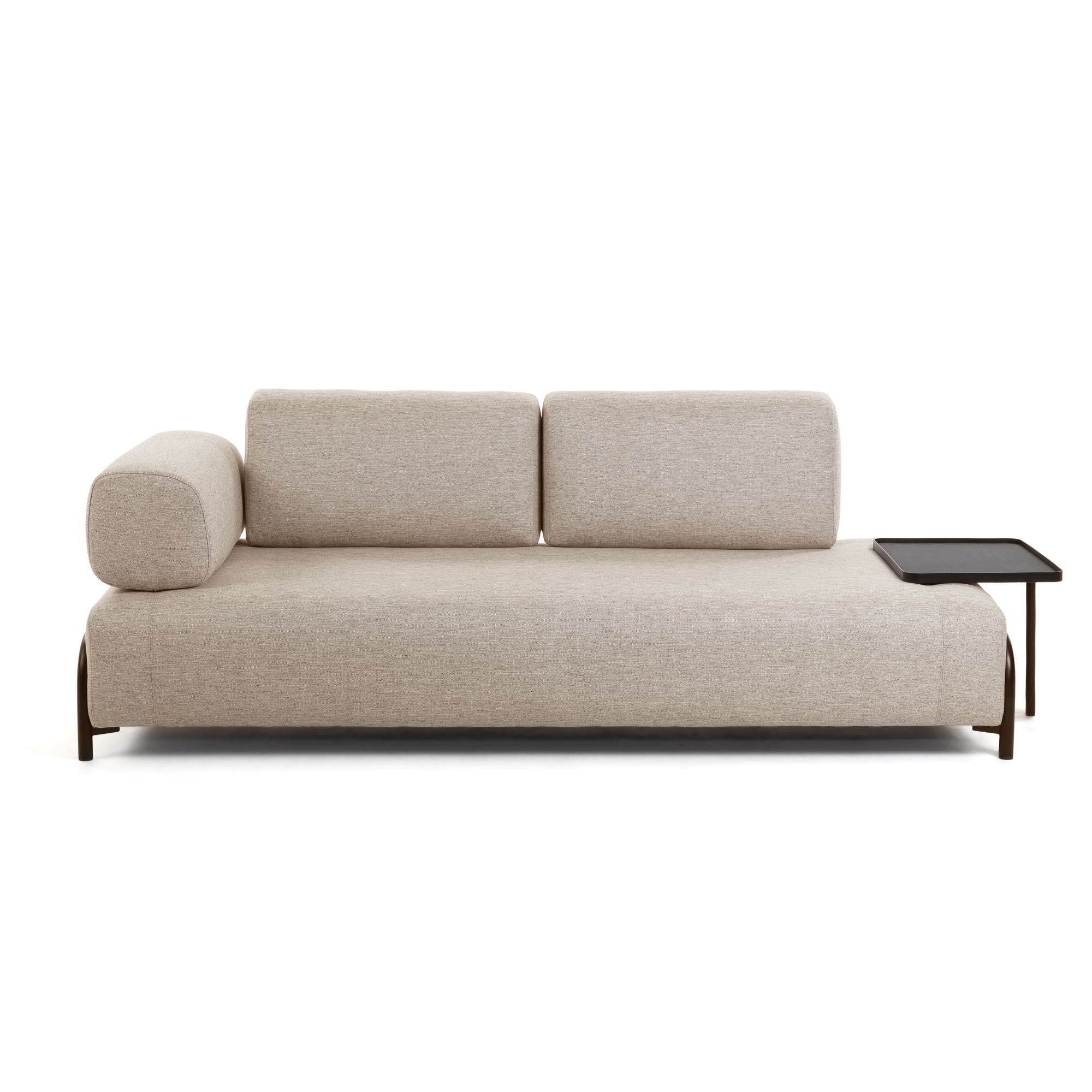 Compo 3 seater sofa with large tray in Beige-Grey, 252 cm - Product Image