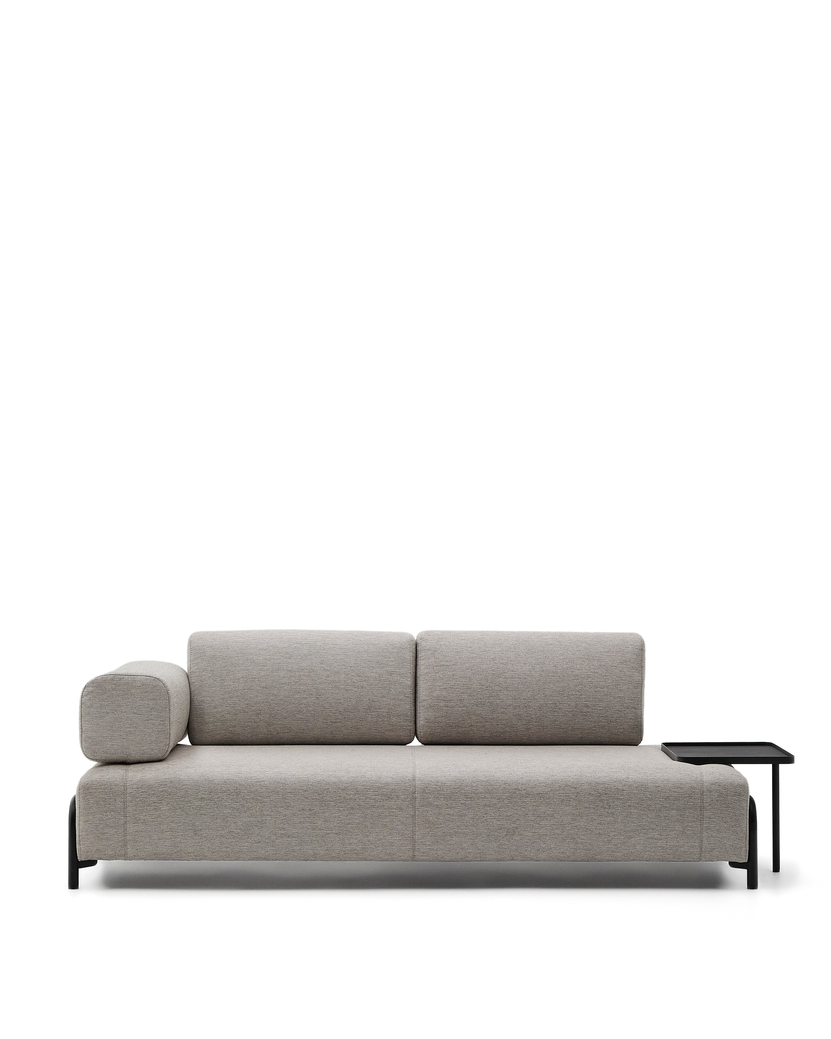 Compo 3 seater sofa with large tray in Beige-Grey, 252 cm - Product Image