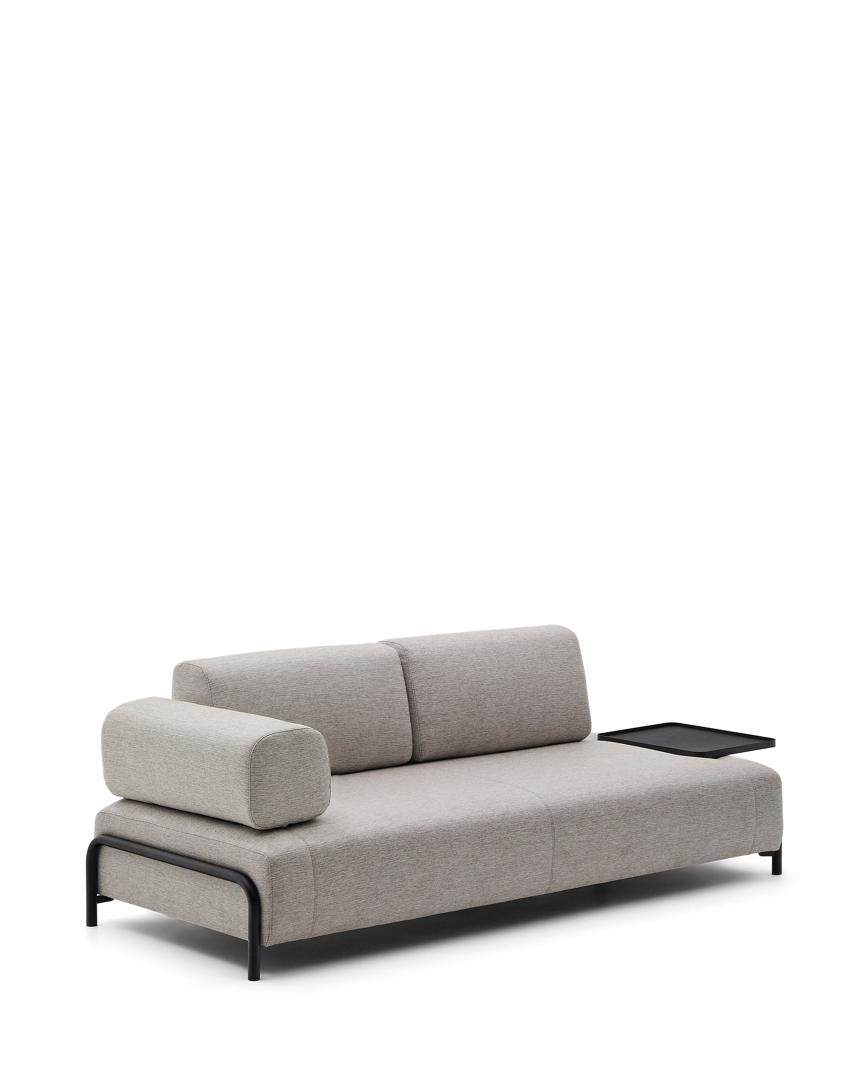 Compo 3 seater sofa with large tray in Beige-Grey, 252 cm - Product Image