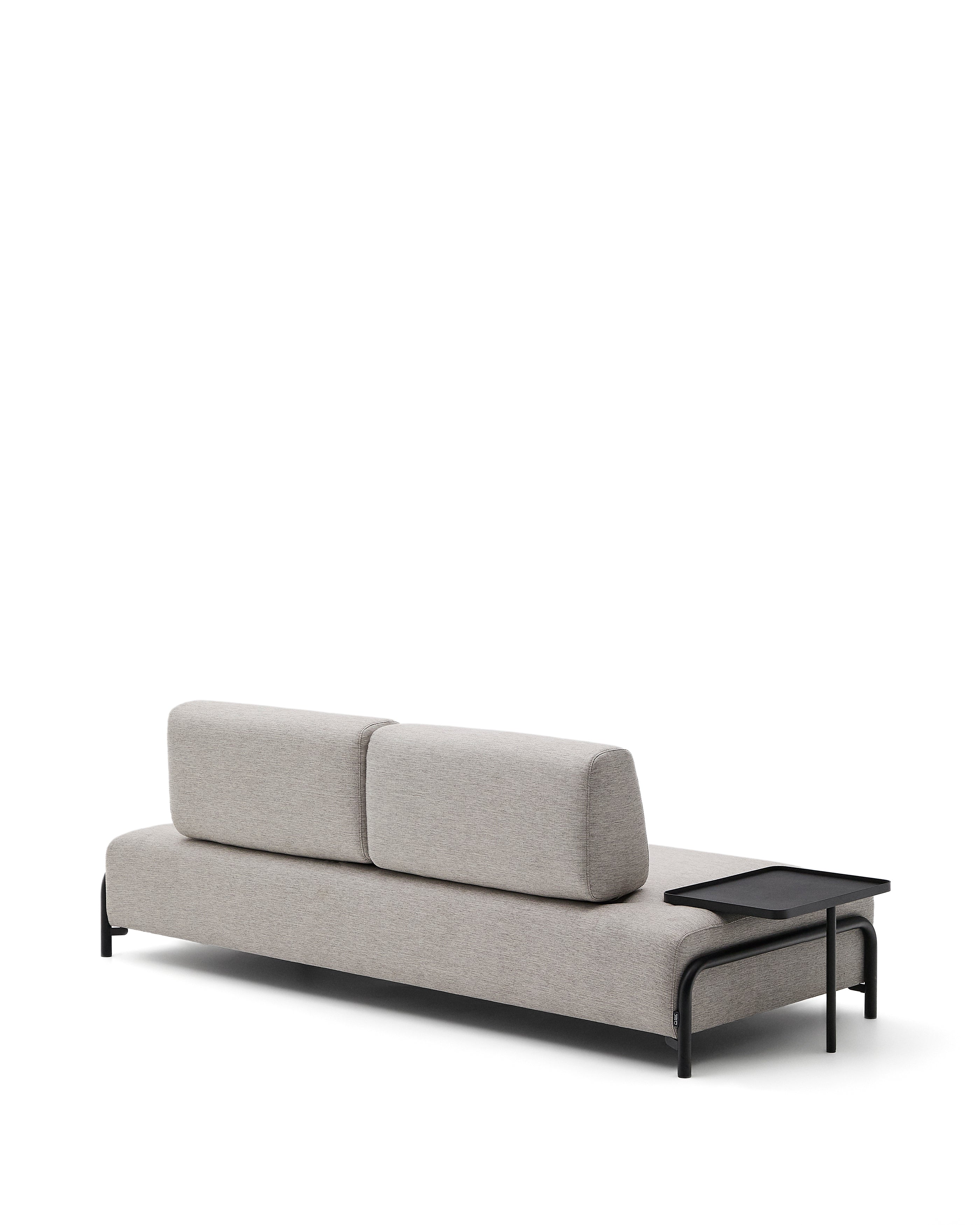 Compo 3 seater sofa with large tray in Beige-Grey, 252 cm - Product Image