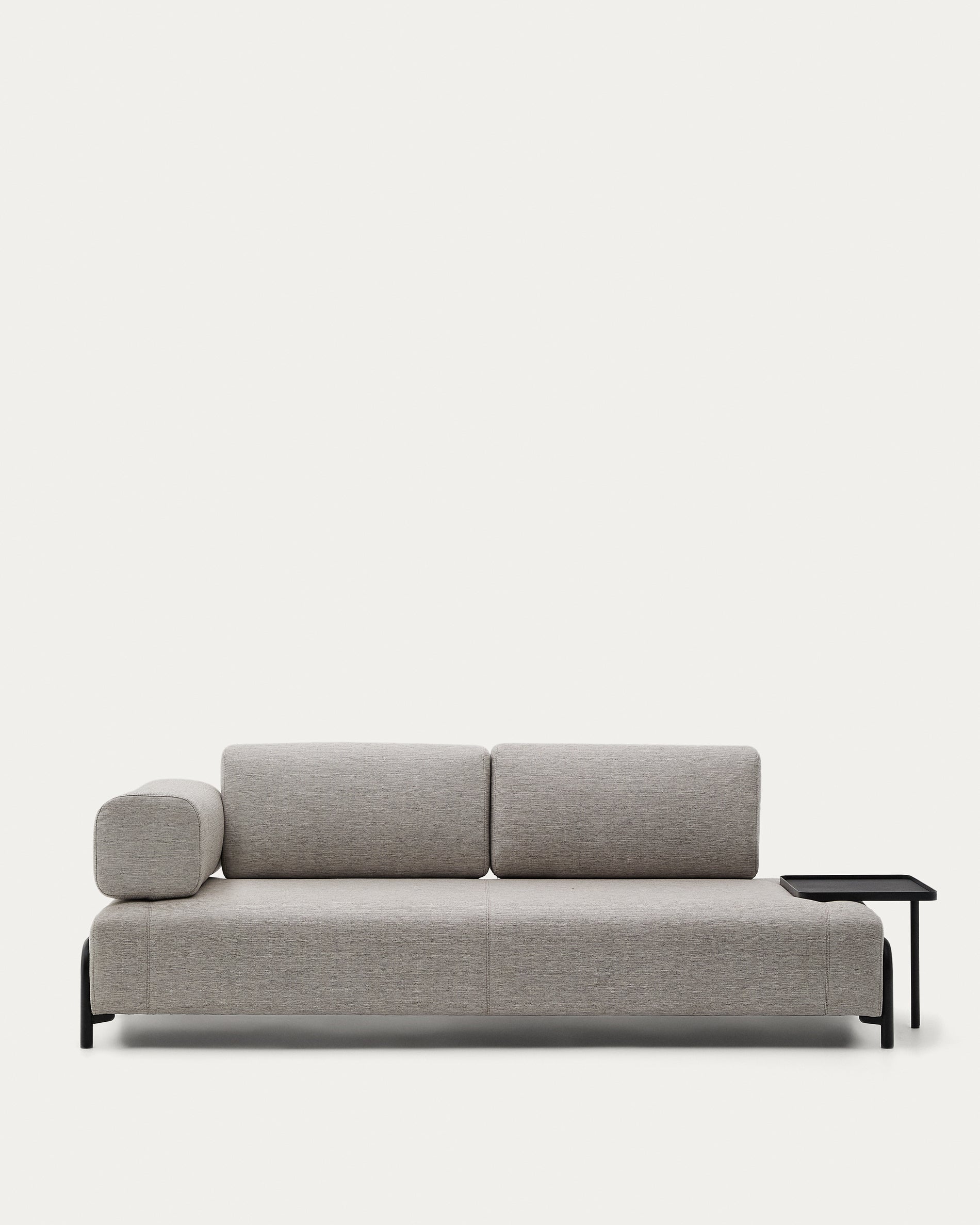 Compo 3 seater sofa with large tray in Beige-Grey, 252 cm - Product View