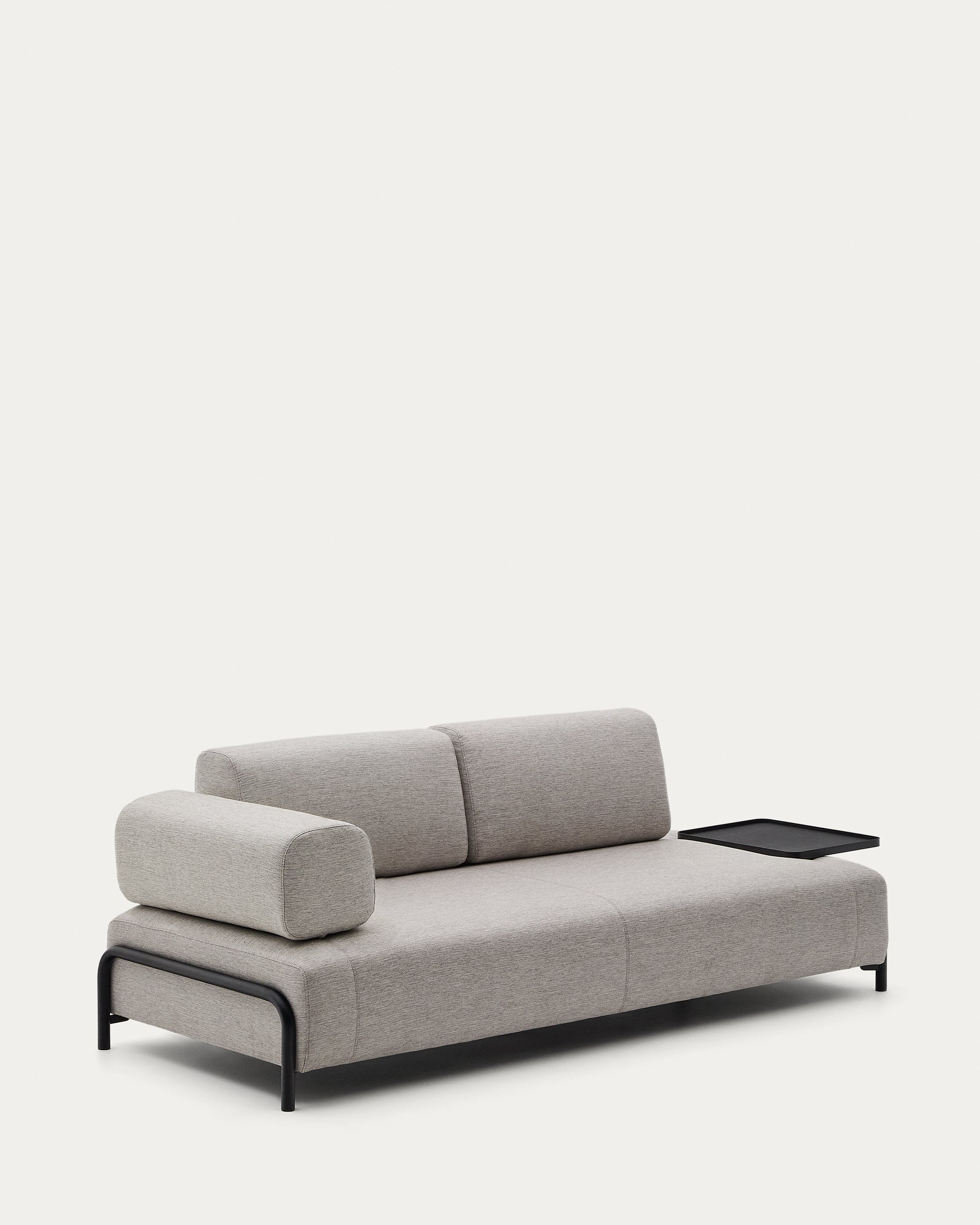 Compo 3 seater sofa with large tray in Beige-Grey, 252 cm - Product View