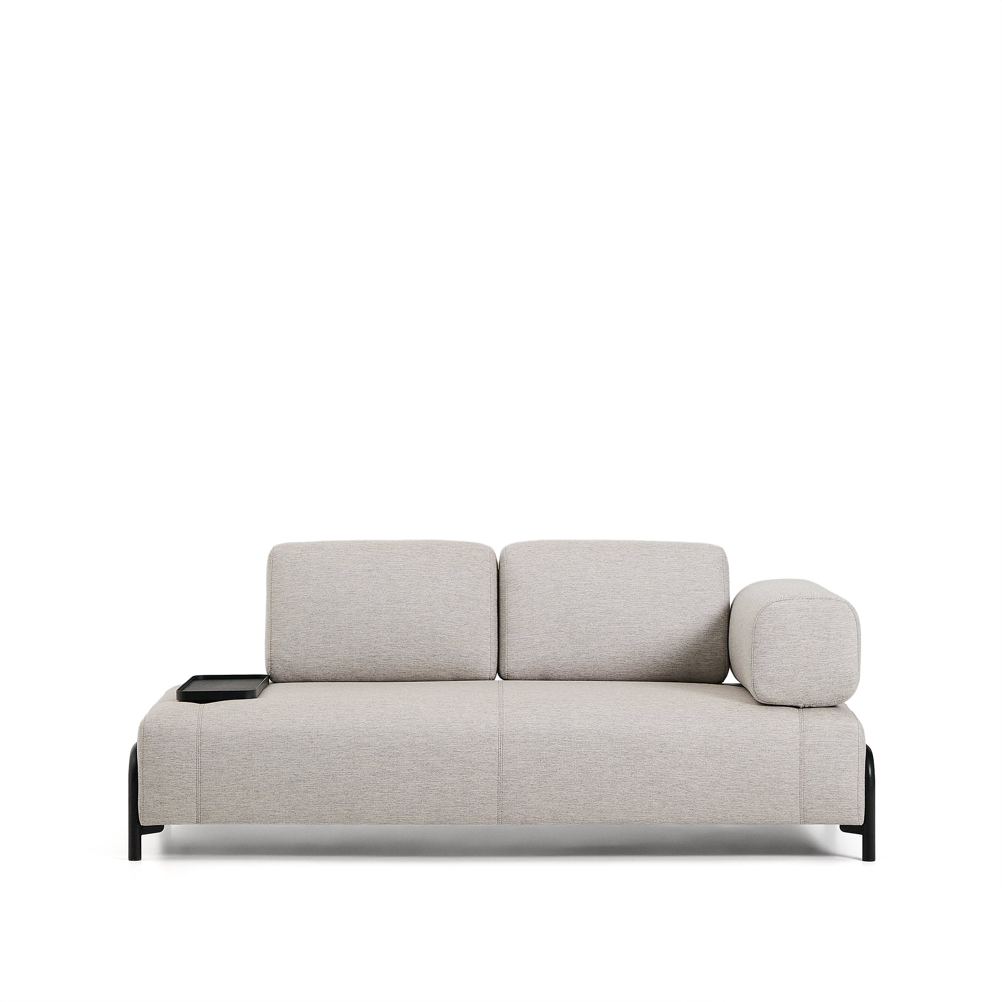 Compo 2-seater greige sofa with small tray table and black metal frame 200 cm FSC Mix Credit - Product Image