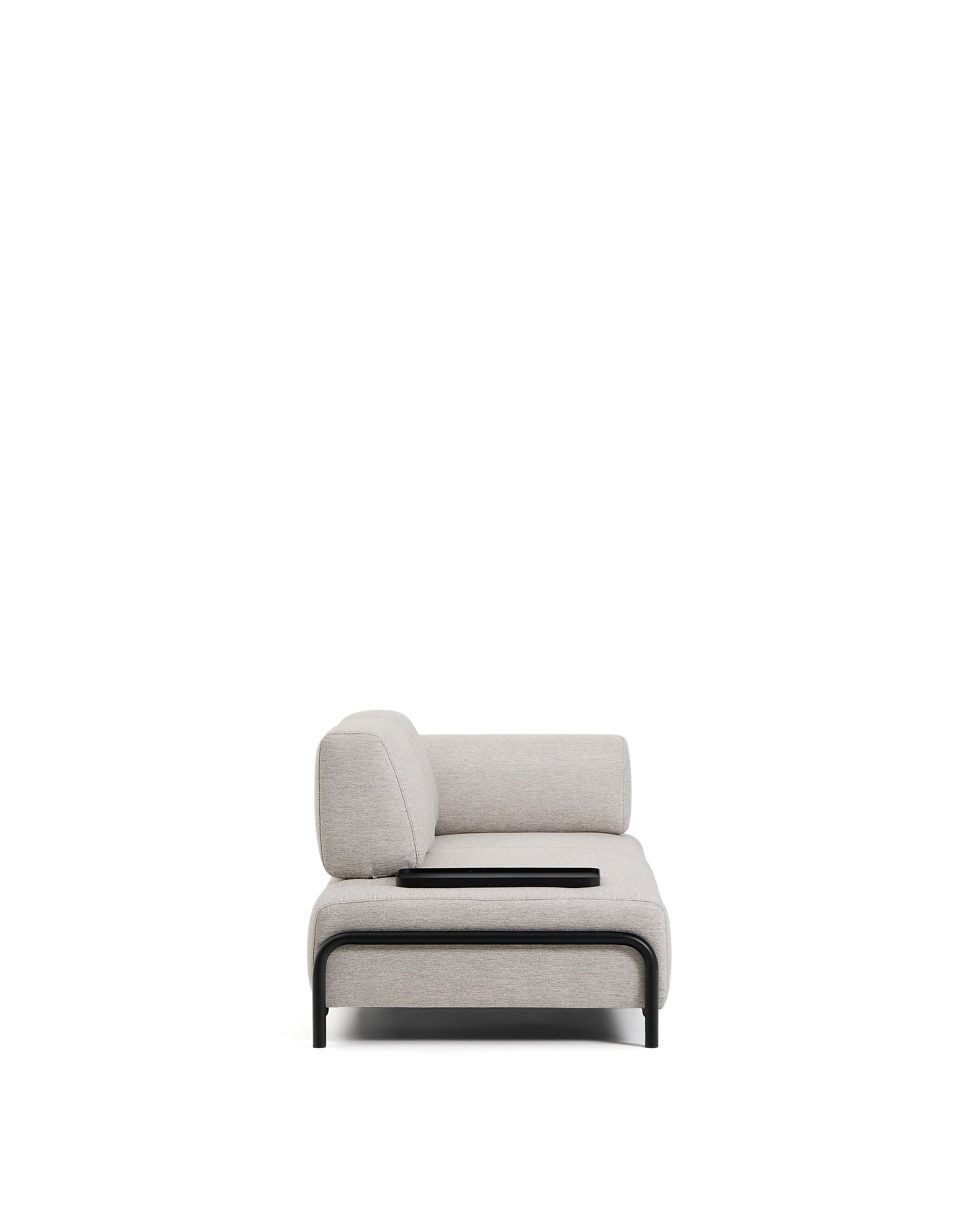 Compo 2-seater greige sofa with small tray table and black metal frame 200 cm FSC Mix Credit - Product Image