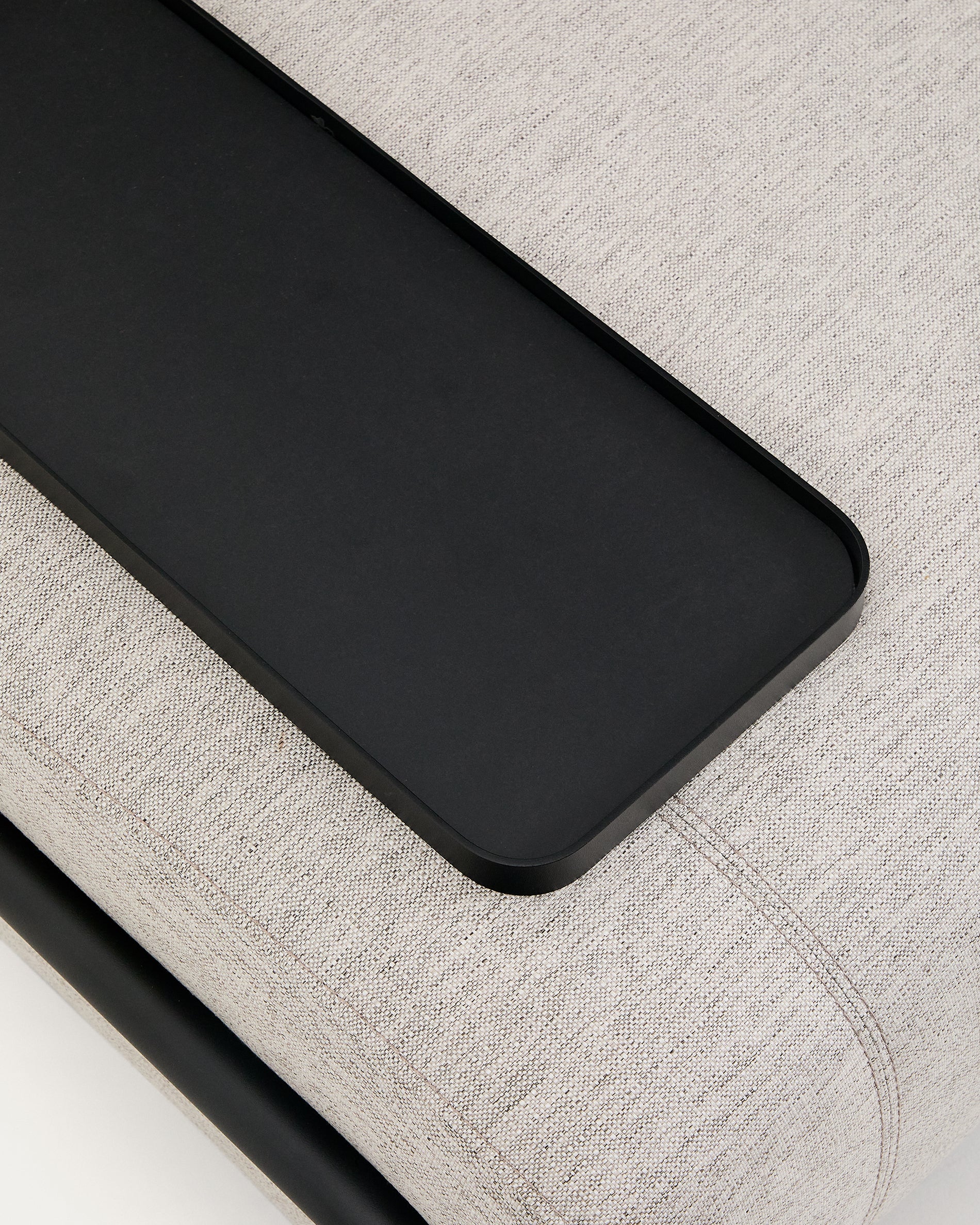 Compo 2-seater greige sofa with small tray table and black metal frame 200 cm FSC Mix Credit - Detail