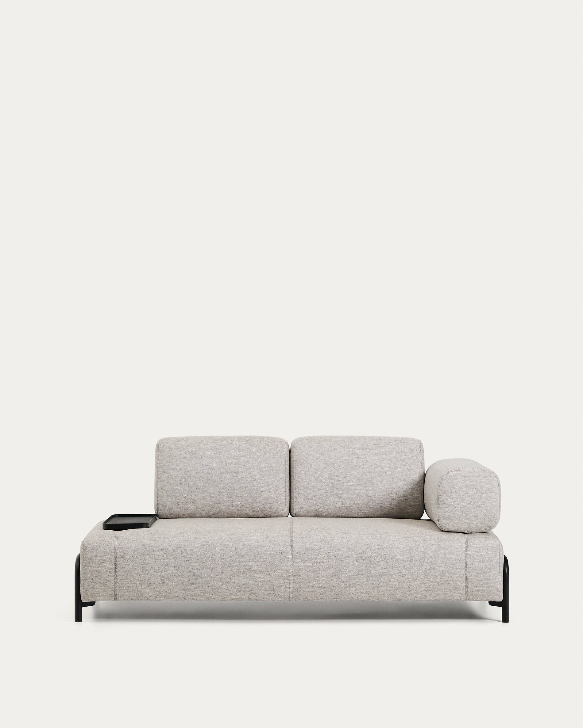 Compo 2-seater greige sofa with small tray table and black metal frame 200 cm FSC Mix Credit - Product View