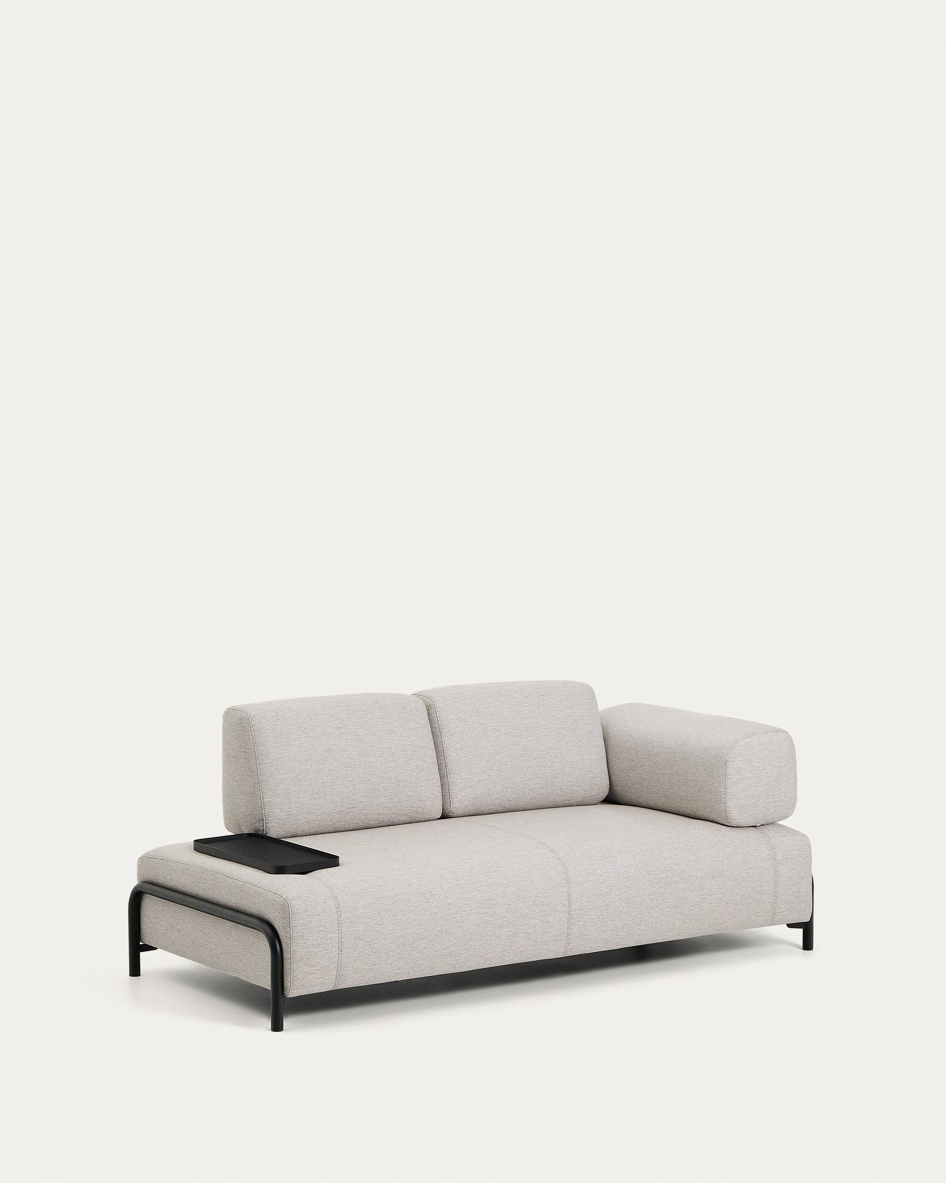 Compo 2-seater greige sofa with small tray table and black metal frame 200 cm FSC Mix Credit - Product View