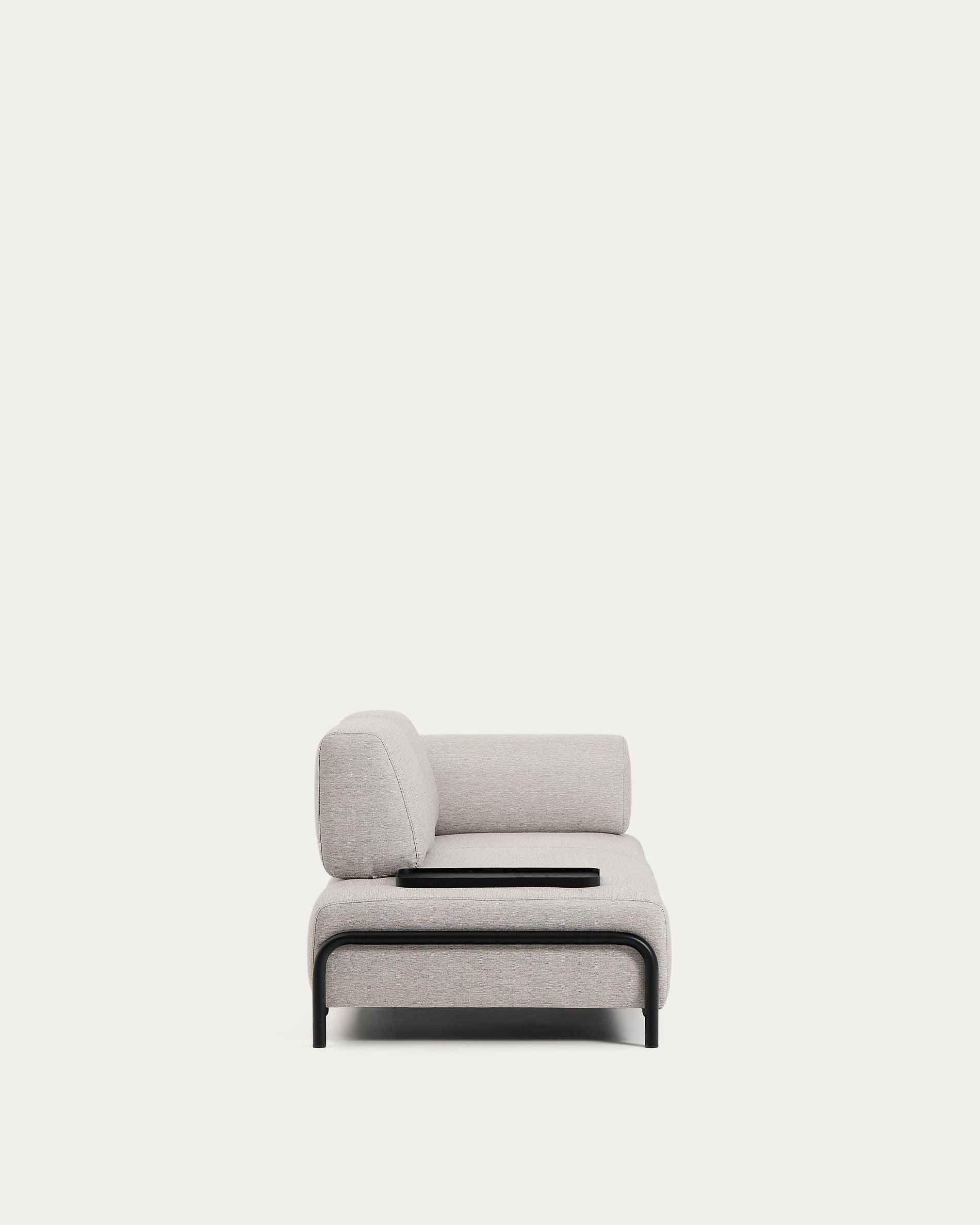 Compo 2-seater greige sofa with small tray table and black metal frame 200 cm FSC Mix Credit - Product View