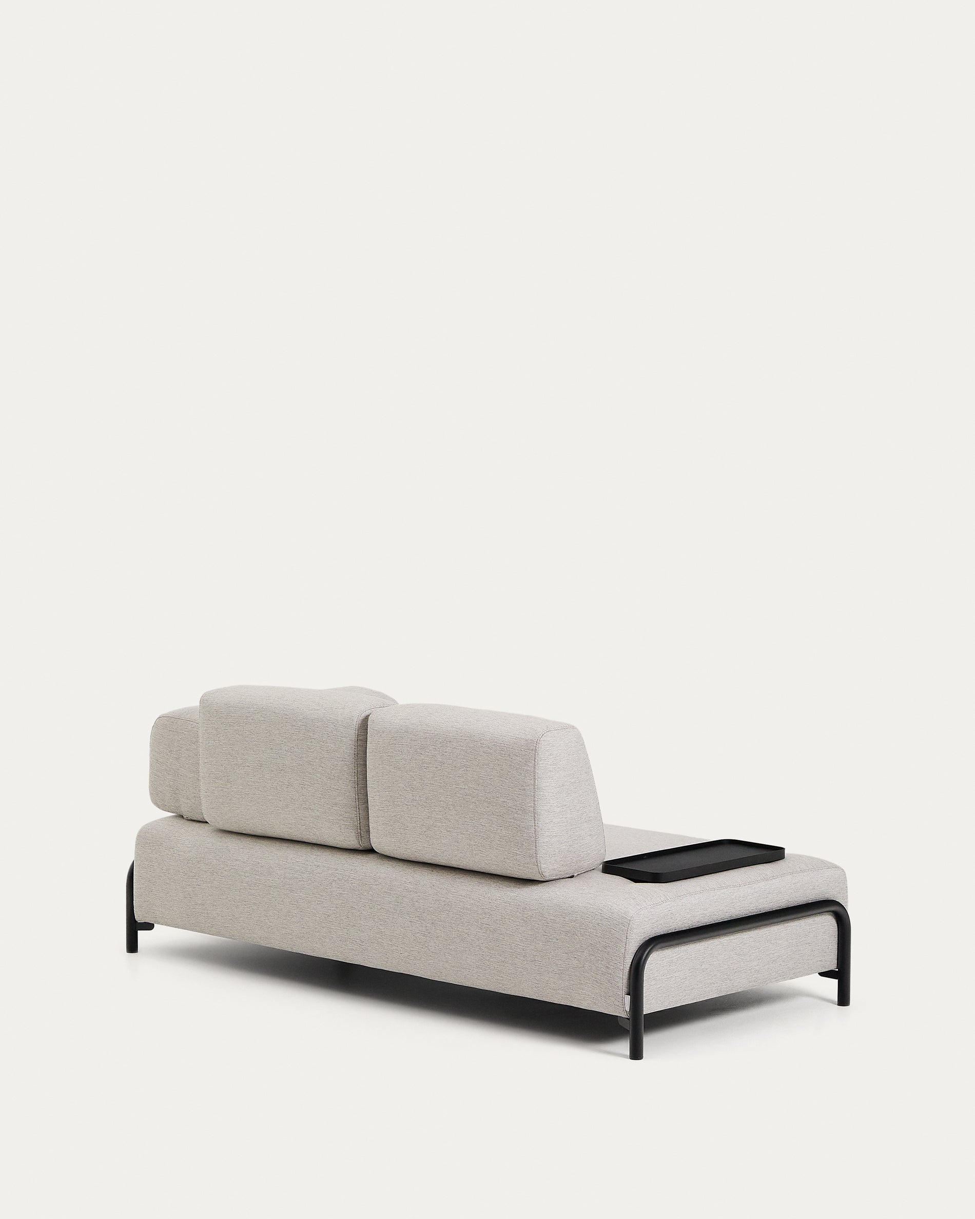 Compo 2-seater greige sofa with small tray table and black metal frame 200 cm FSC Mix Credit - Product View