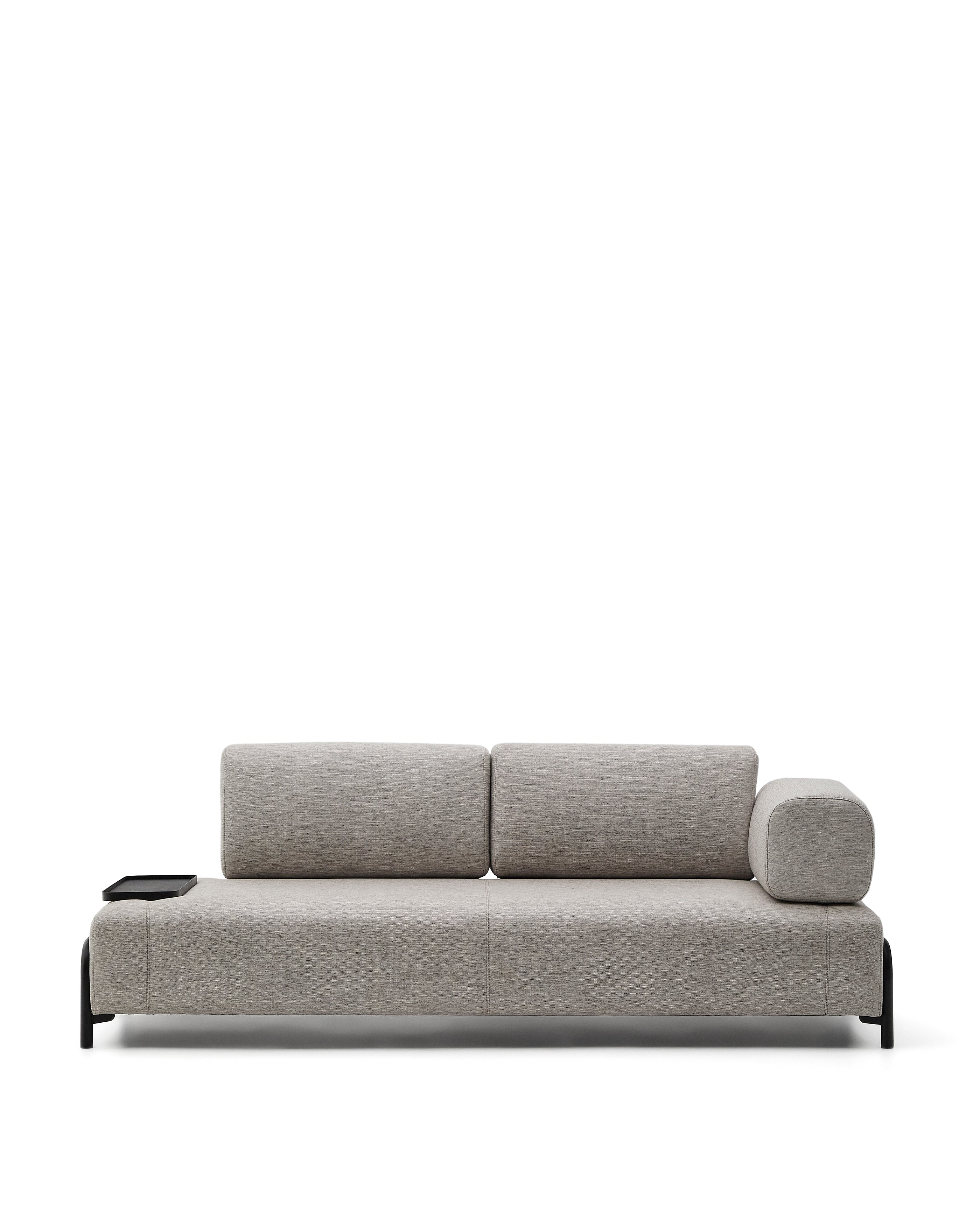Compo 3 seater sofa with small tray in Beige-Grey, 232 cm - Product Image