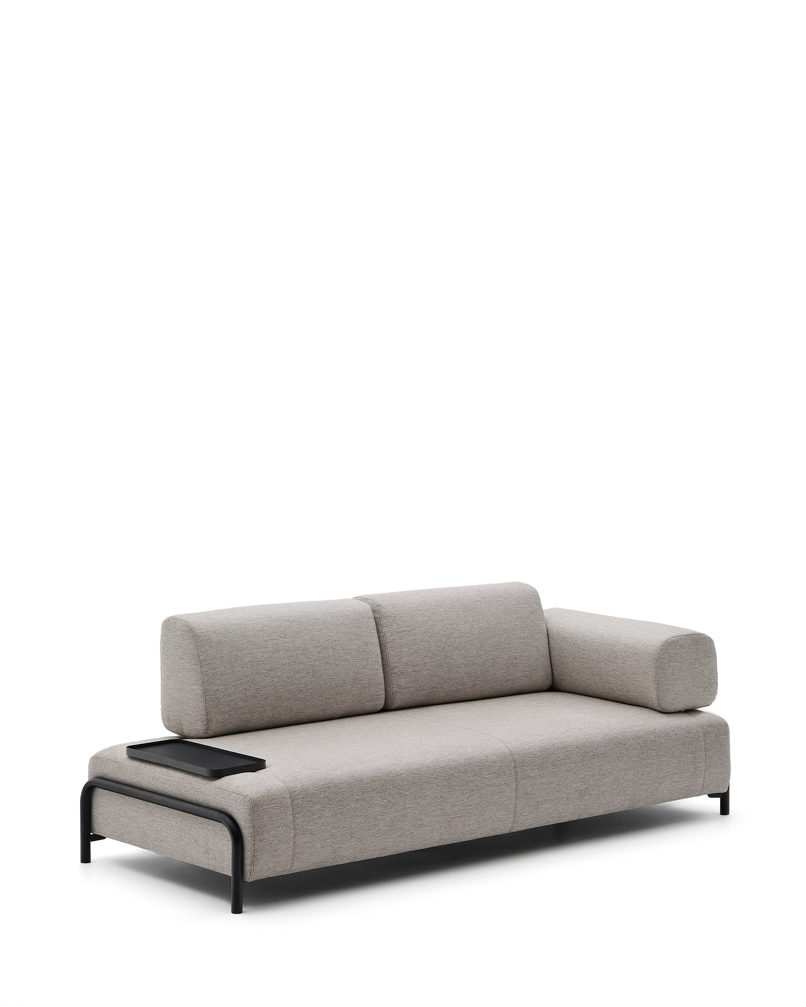 Compo 3 seater sofa with small tray in Beige-Grey, 232 cm - Product Image